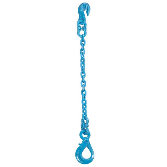 Self-Locking Hook & Grab Hook Single Leg Chain Sling - Grade 120
