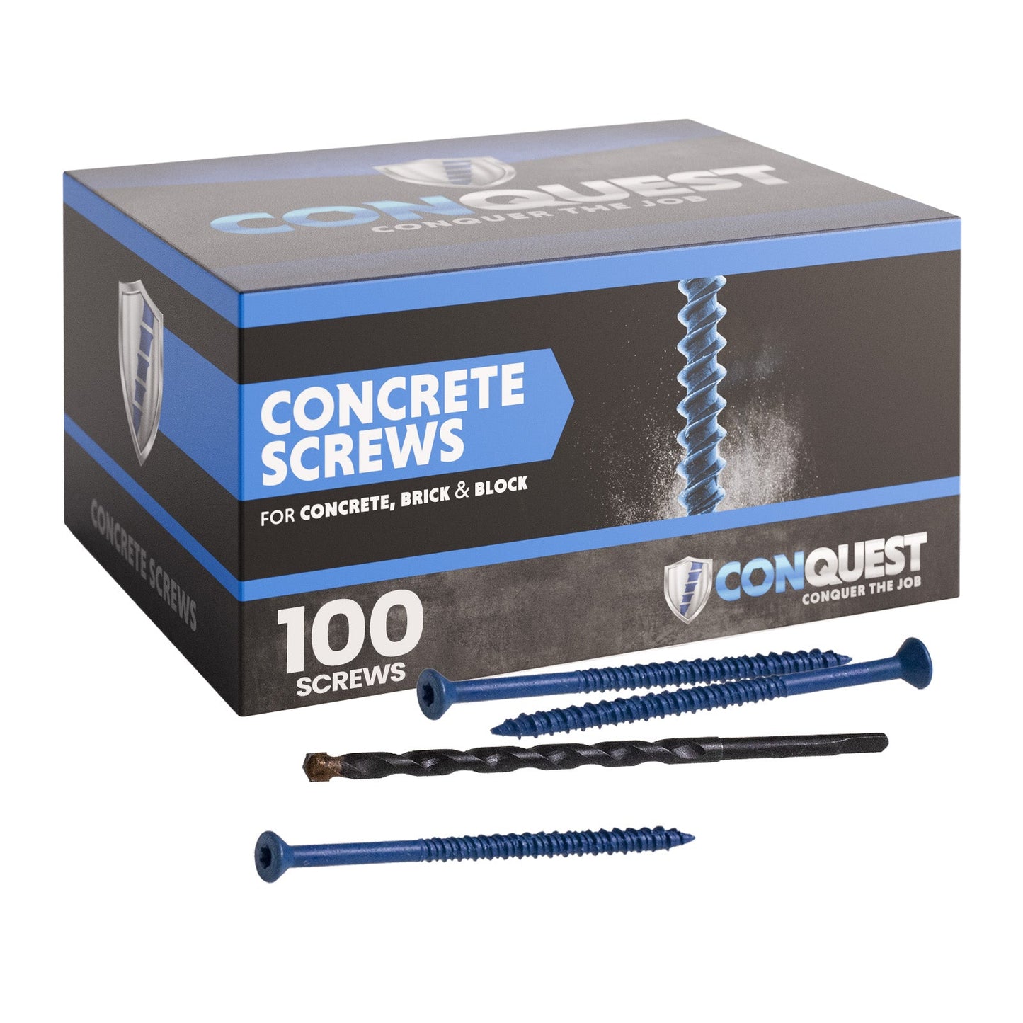 3/16" x 3-3/4" Conquest T-25 Flat Head Concrete Screw, Pkg 100