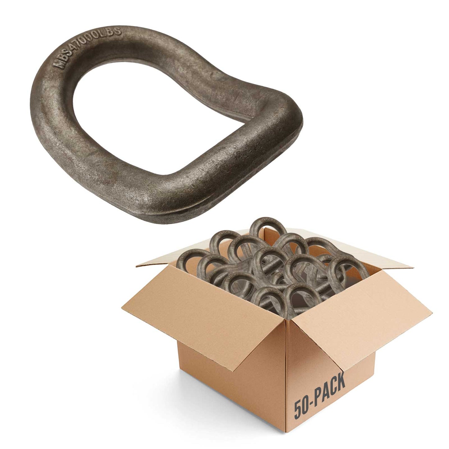 1" Bent Weldable D-Ring - 46,750 lbs. BS | 50-Pack