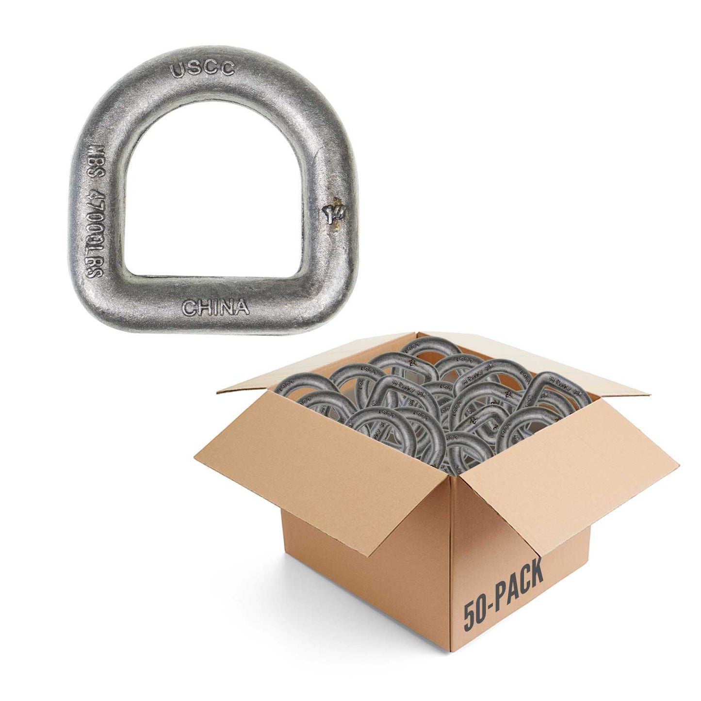 1" Weldable D-Ring - 47,000 lbs. BS | 50-Pack