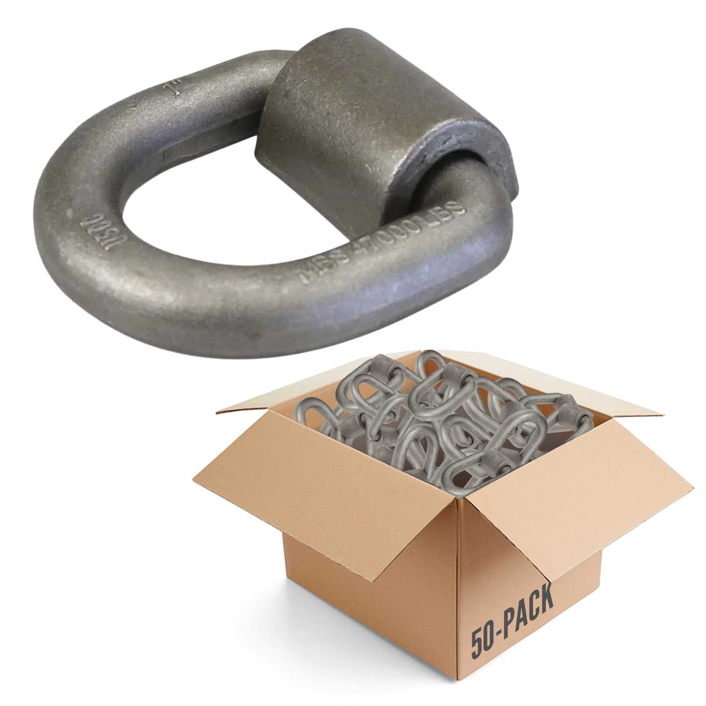 1" Weldable D-Ring with Mounting Clip - 47,000 lbs. BS | 50-Pack