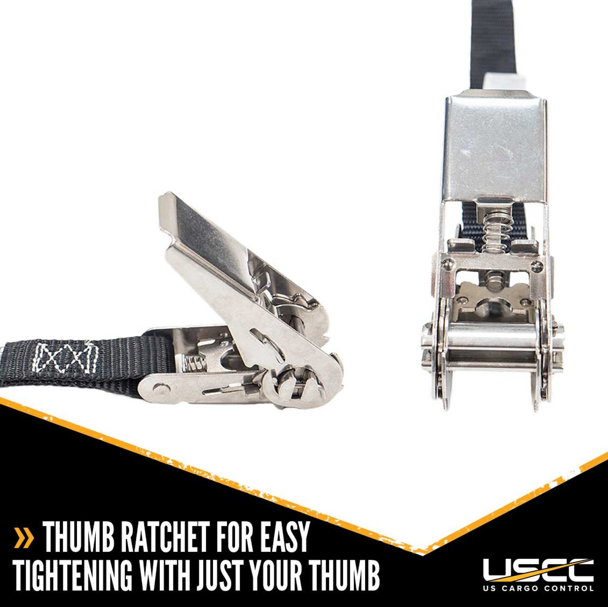 1" x 15' Black Endless Stainless Steel Thumb Ratchet image 3 of 10