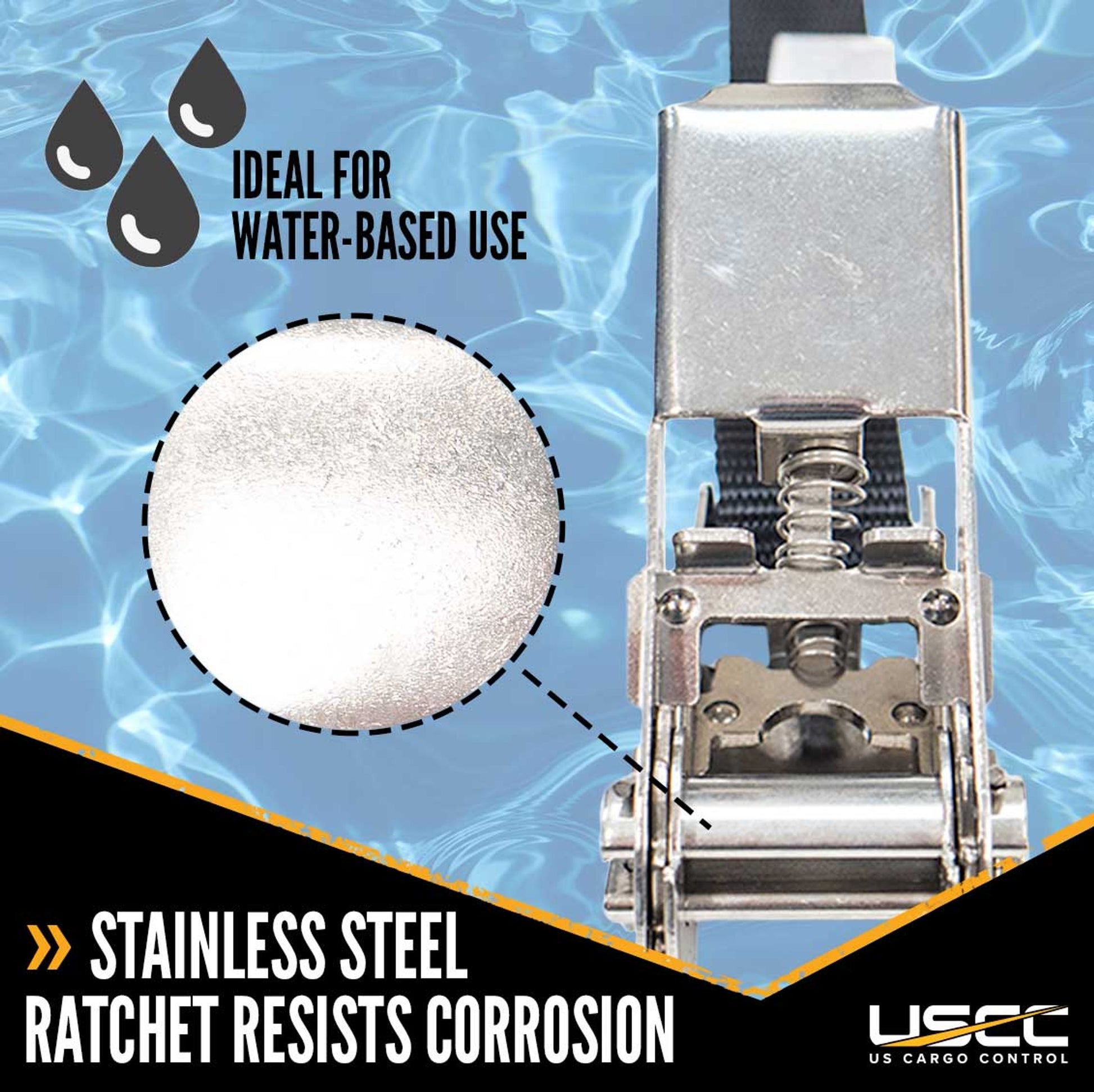 1" x 15' Black Endless Stainless Steel Thumb Ratchet image 7 of 10