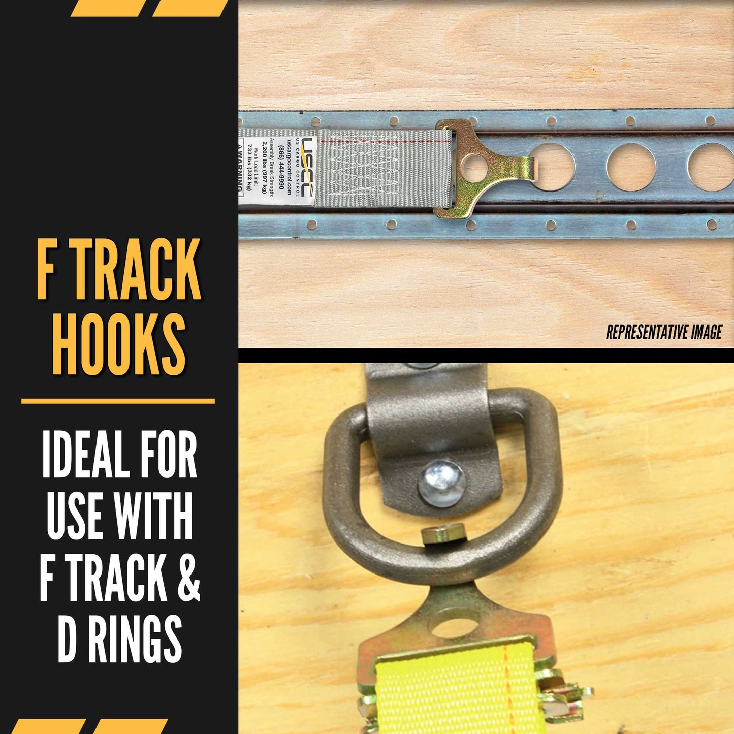 12' ratchet strap -  f track hooks are ideal for use with F track and D rings