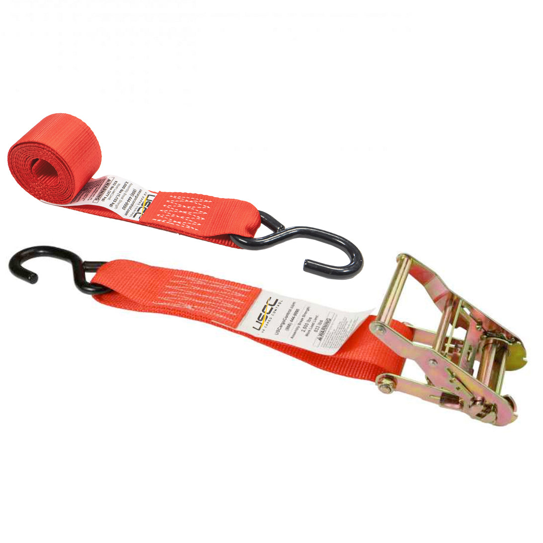 8' ratchet strap -  2" red s hooks ratchet strap