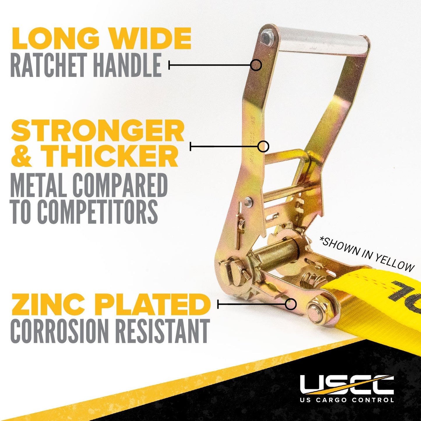 27' ratchet strap - 2" ratchet is strong and corrosion resistant