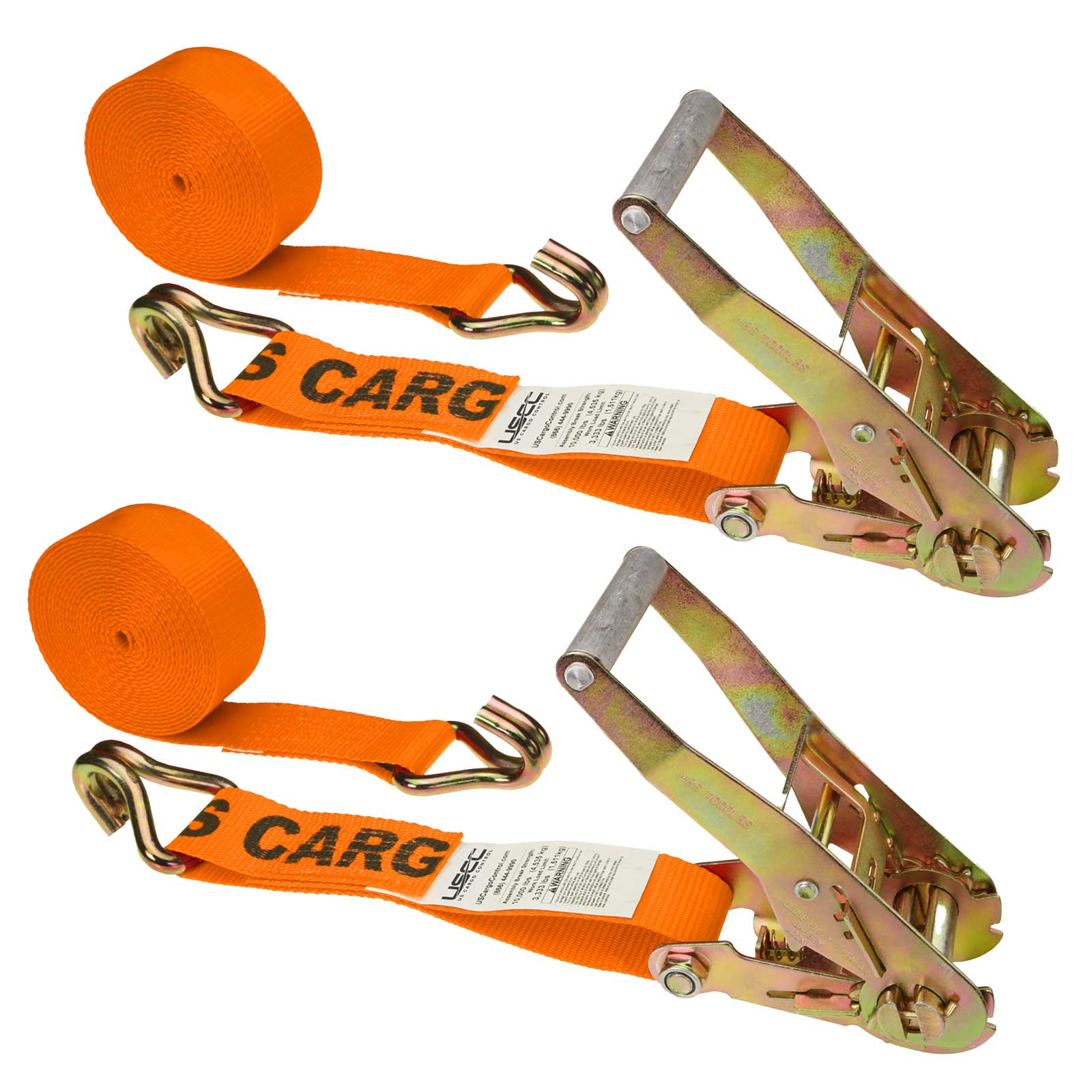 12' ratchet strap -  2" orange wire hook ratchet strap