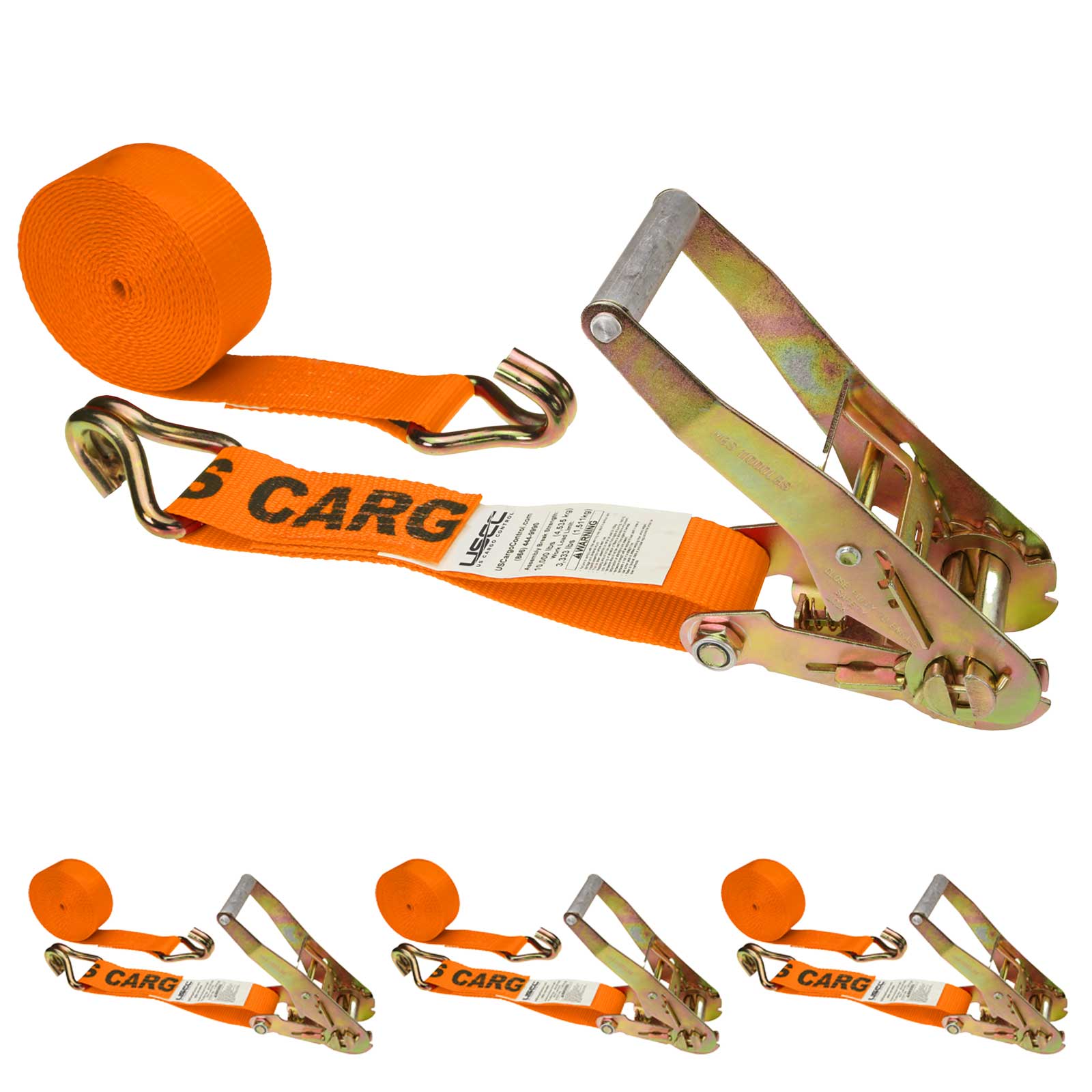 12' ratchet strap -  2" orange wire hook ratchet strap