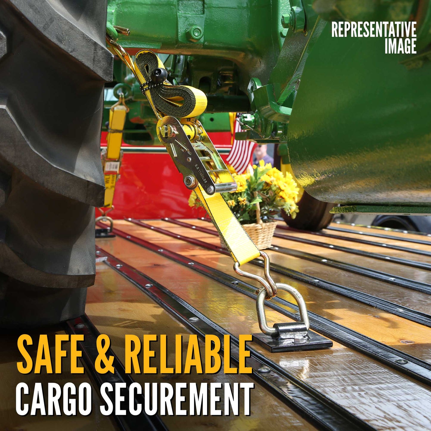 50' ratchet strap - 2" wire hook ratchet straps in use