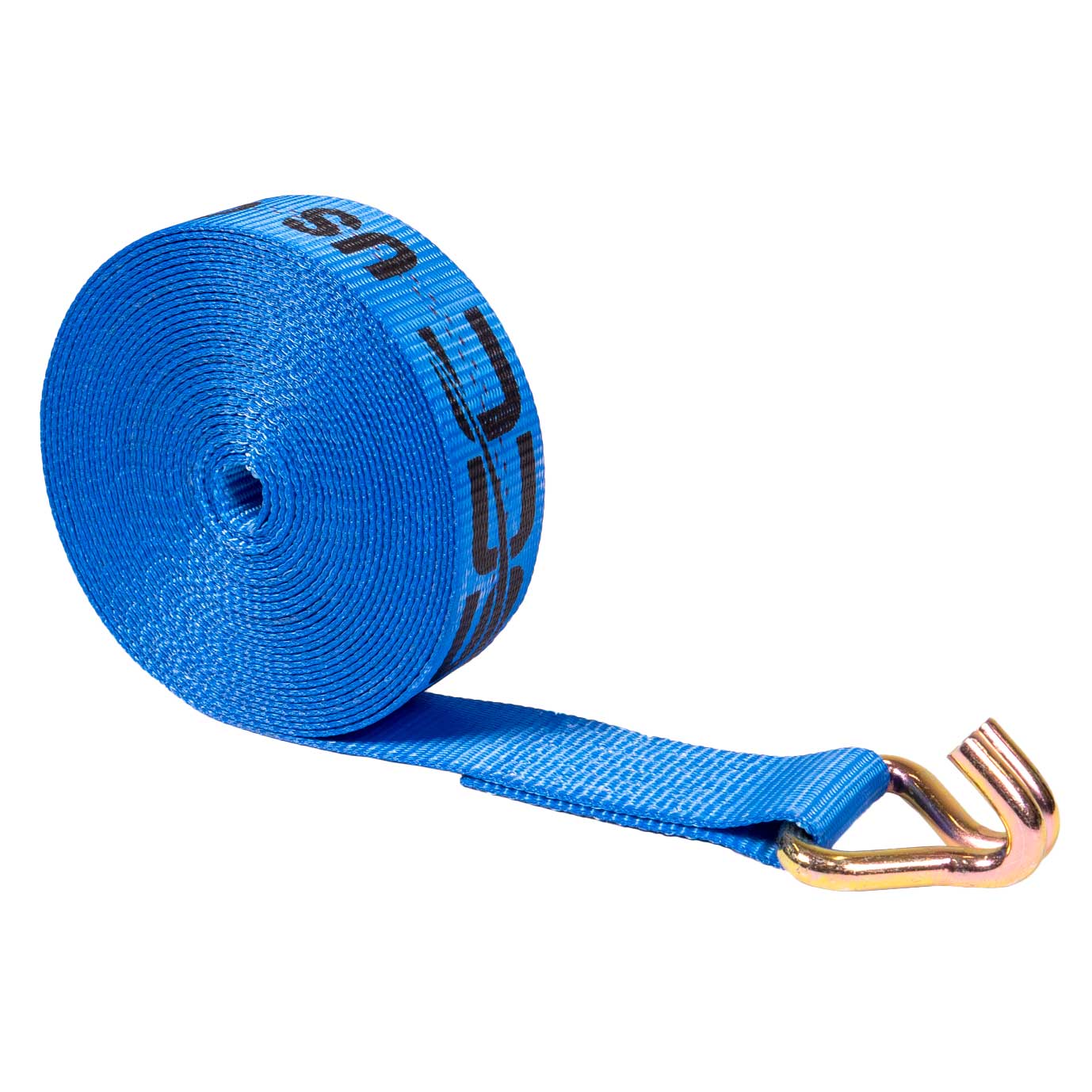 30' winch strap - 2" blue wire hook winch strap