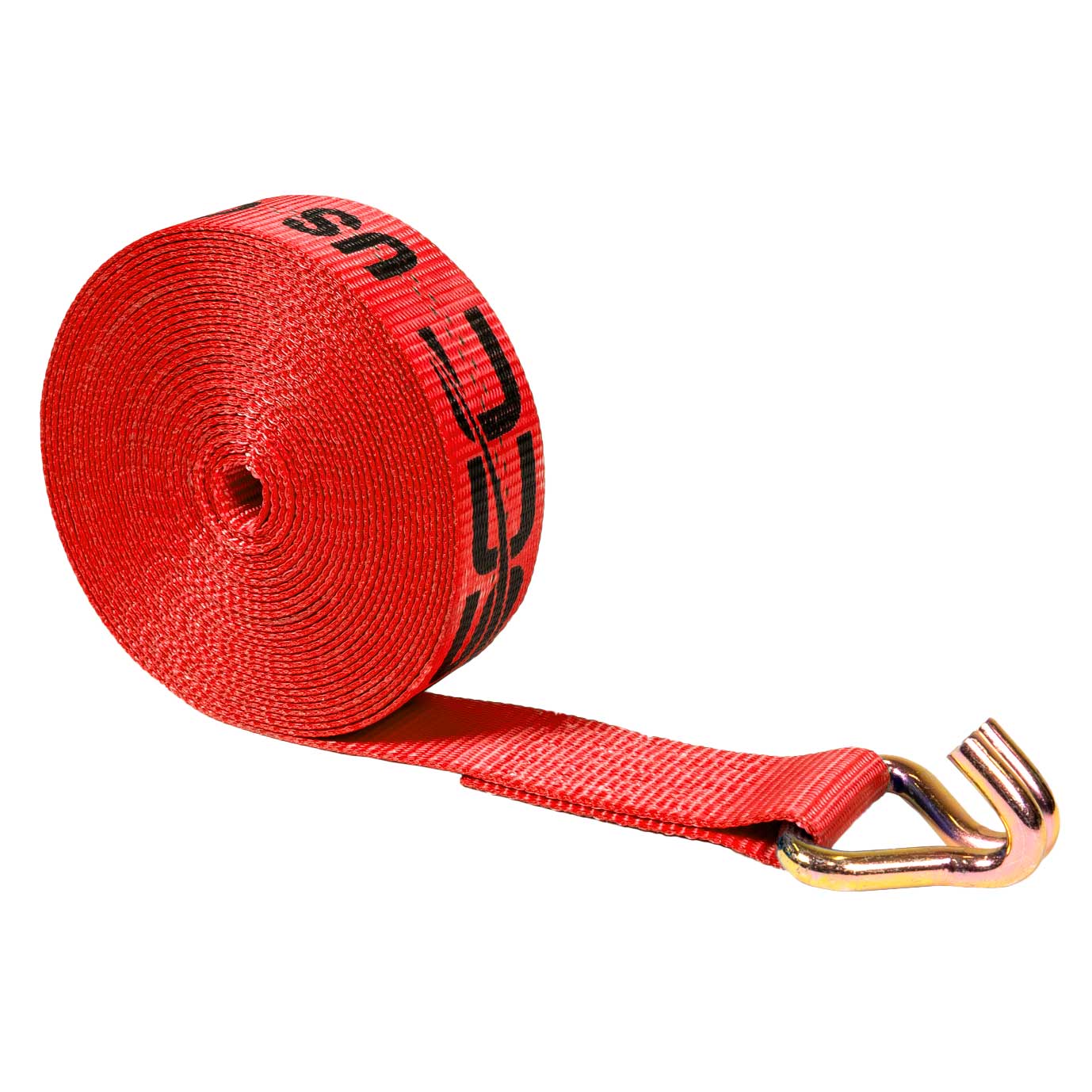 40' winch strap - 2" red wire hook winch strap