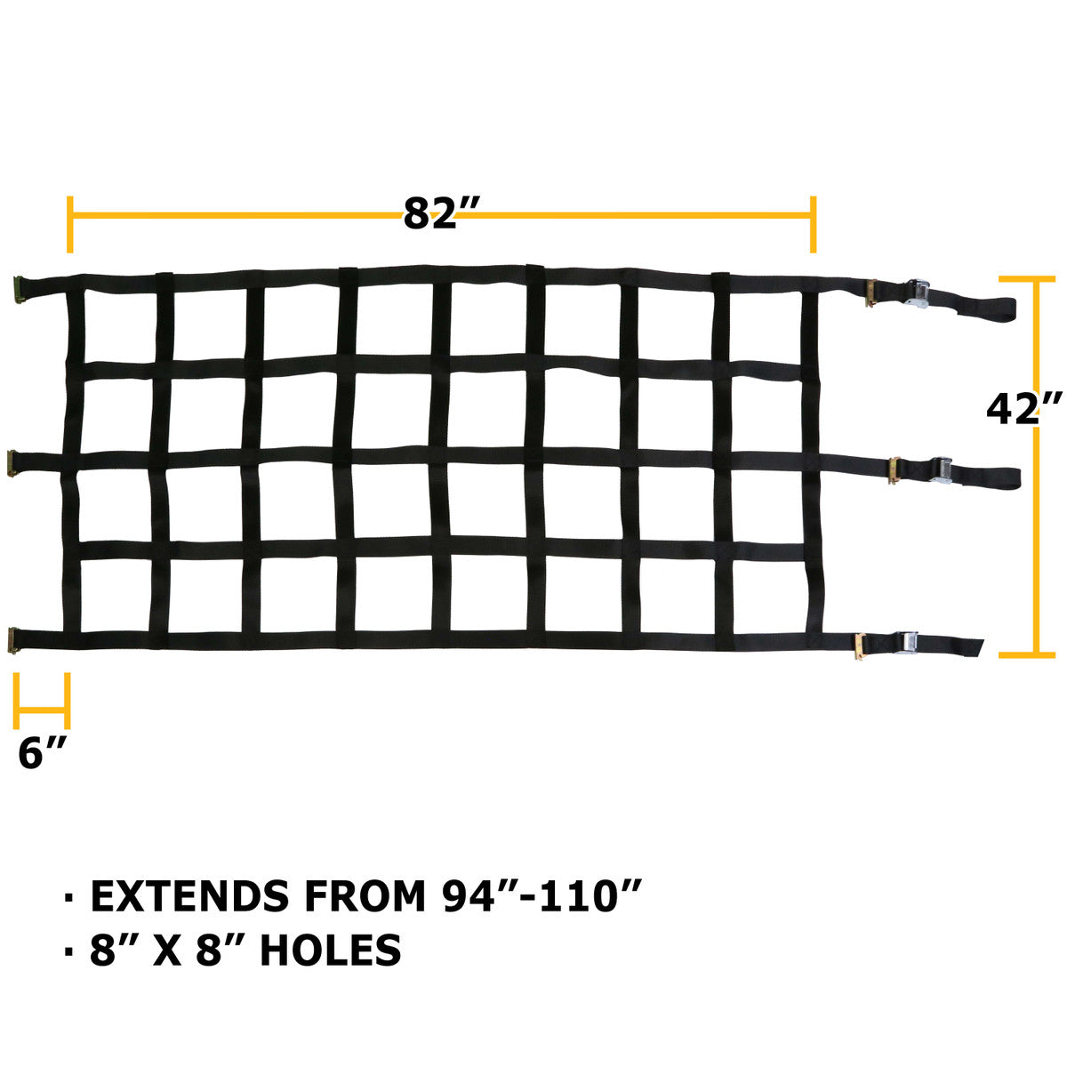42" x 82" Heavy-Duty Cargo Net with Cam Buckles & E-Track Fittings