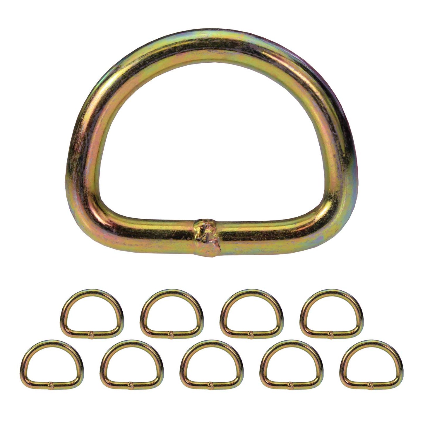 2" Yellow Zinc D-Ring - 10,000 lbs. BS - 10 Pack