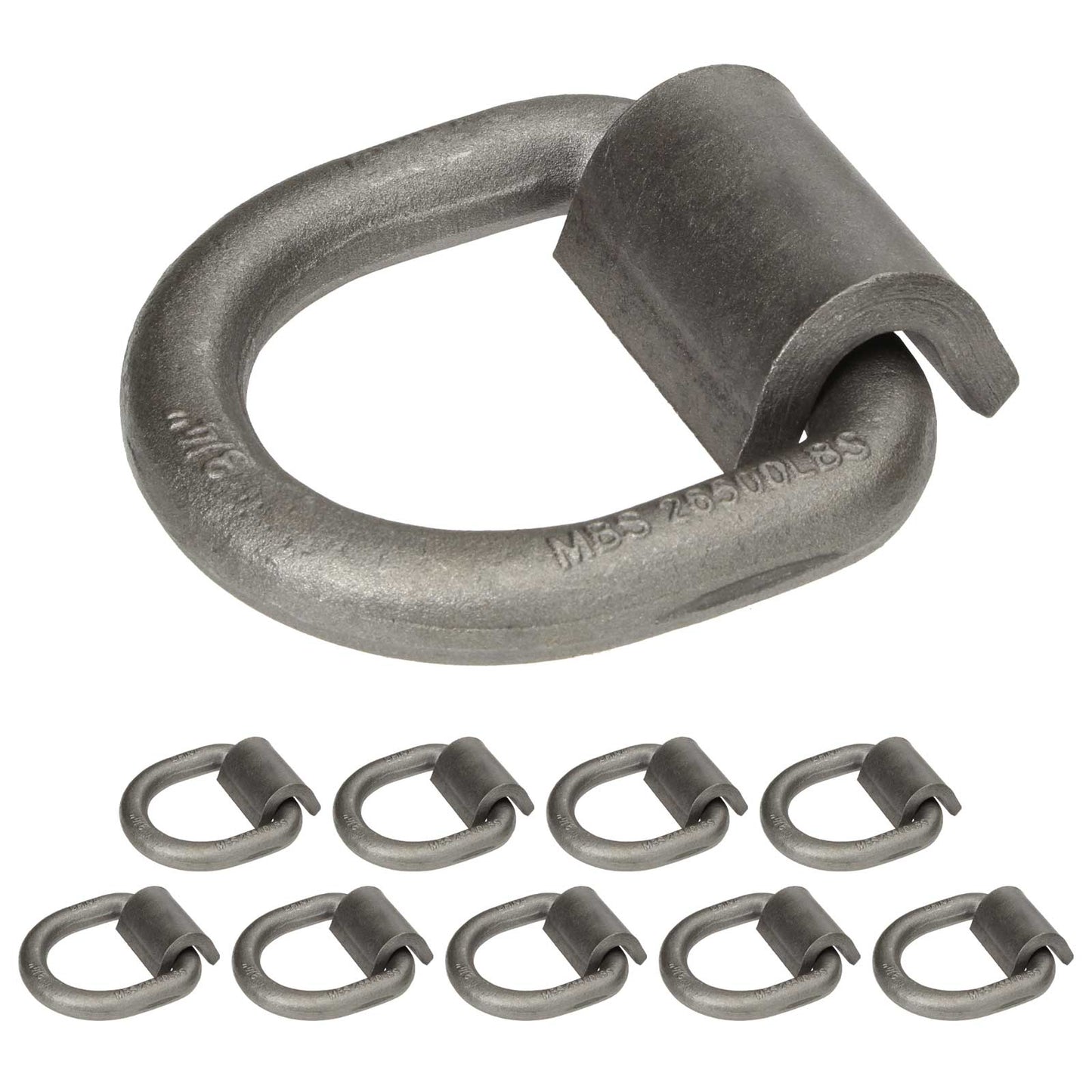 3/4" Weldable D-Ring with Mounting Clip - 26,500 lbs. BS | 10-Pack