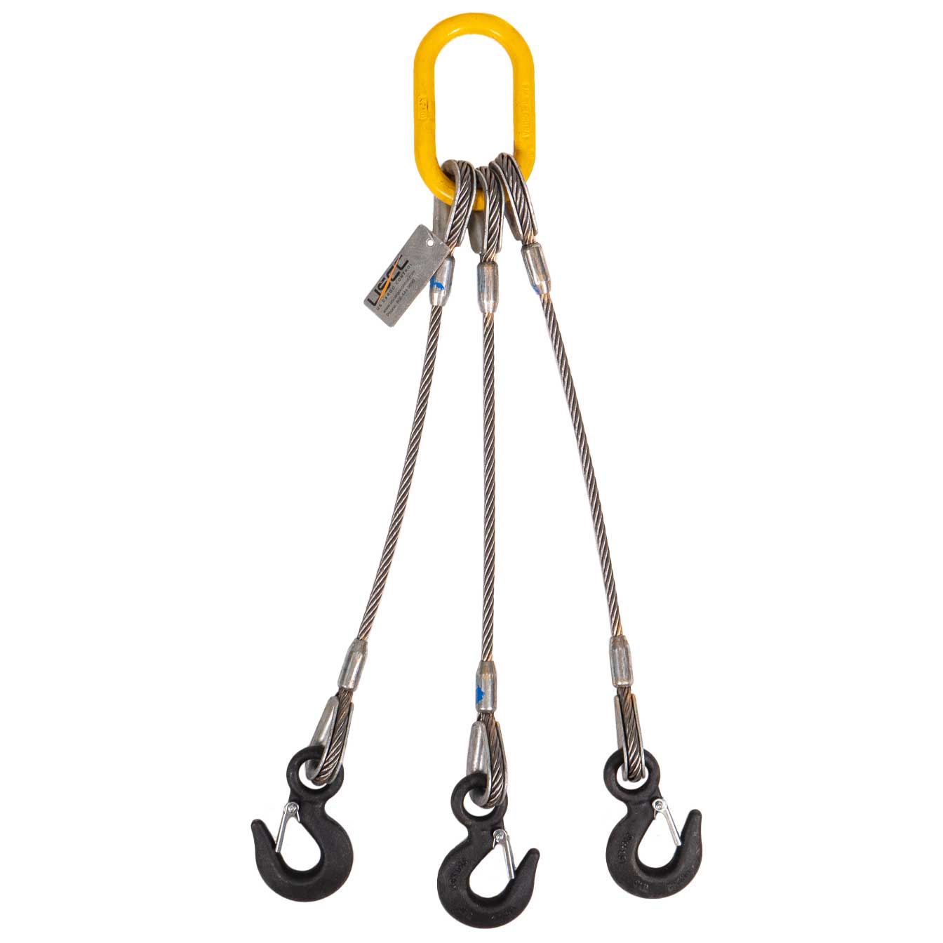 18' 1"  3-leg wire rope slings with eye hooks