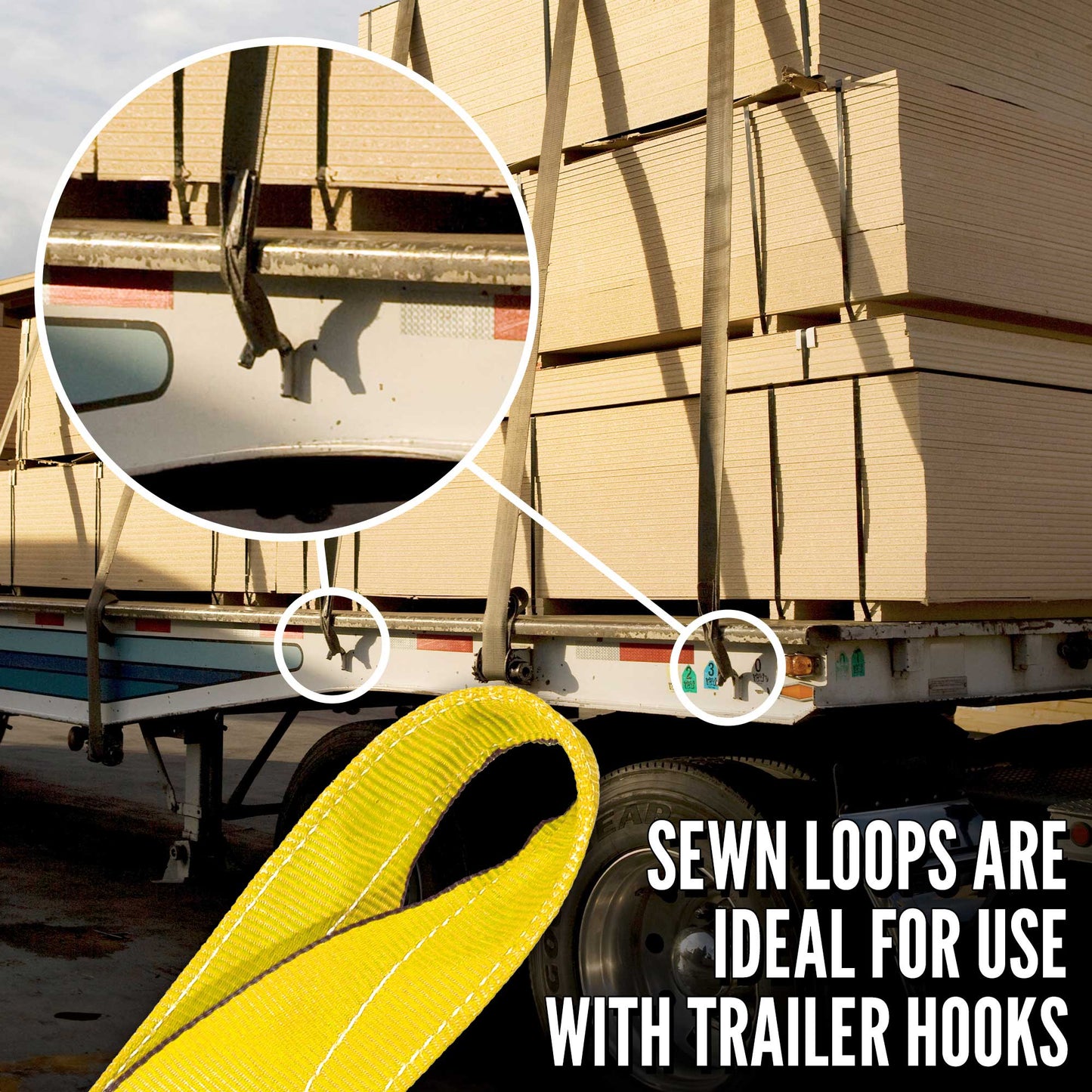 sewn loop straps are ideal for use with trailer hooks