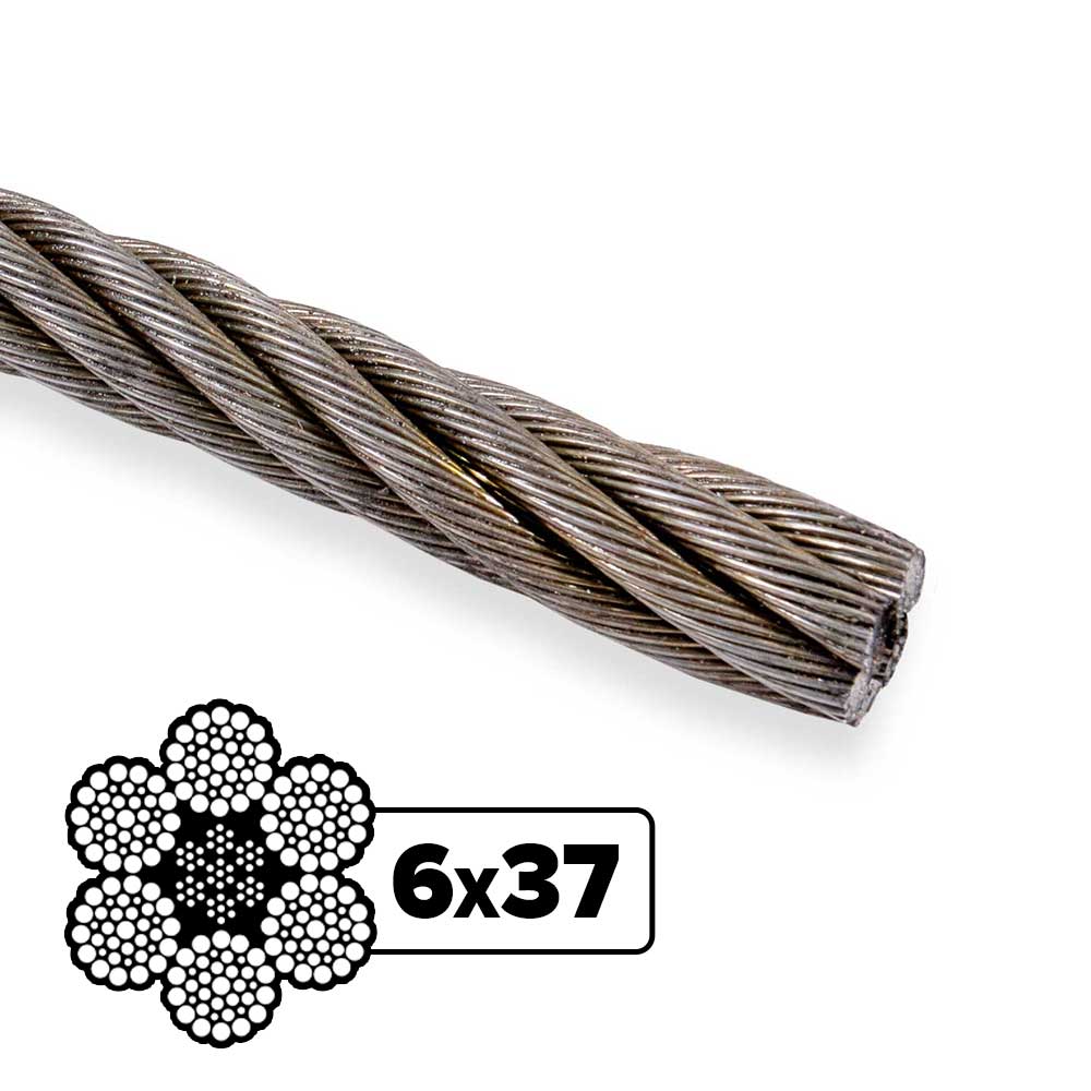 1-1/4" 6x37 Bright Wire Rope - EIPS IWRC | 500' Coil