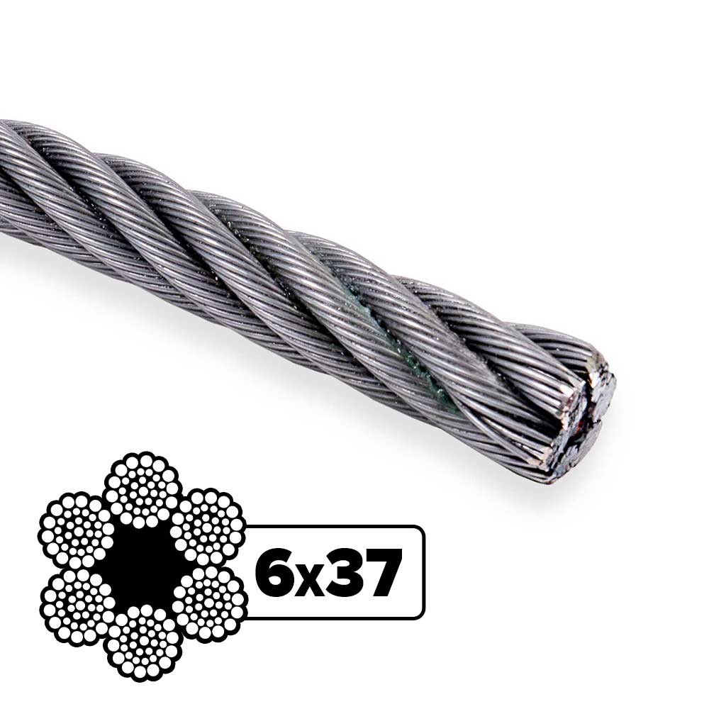 1/4" 6x37 Bright Wire Rope - EIPS FC | 1,000 Feet