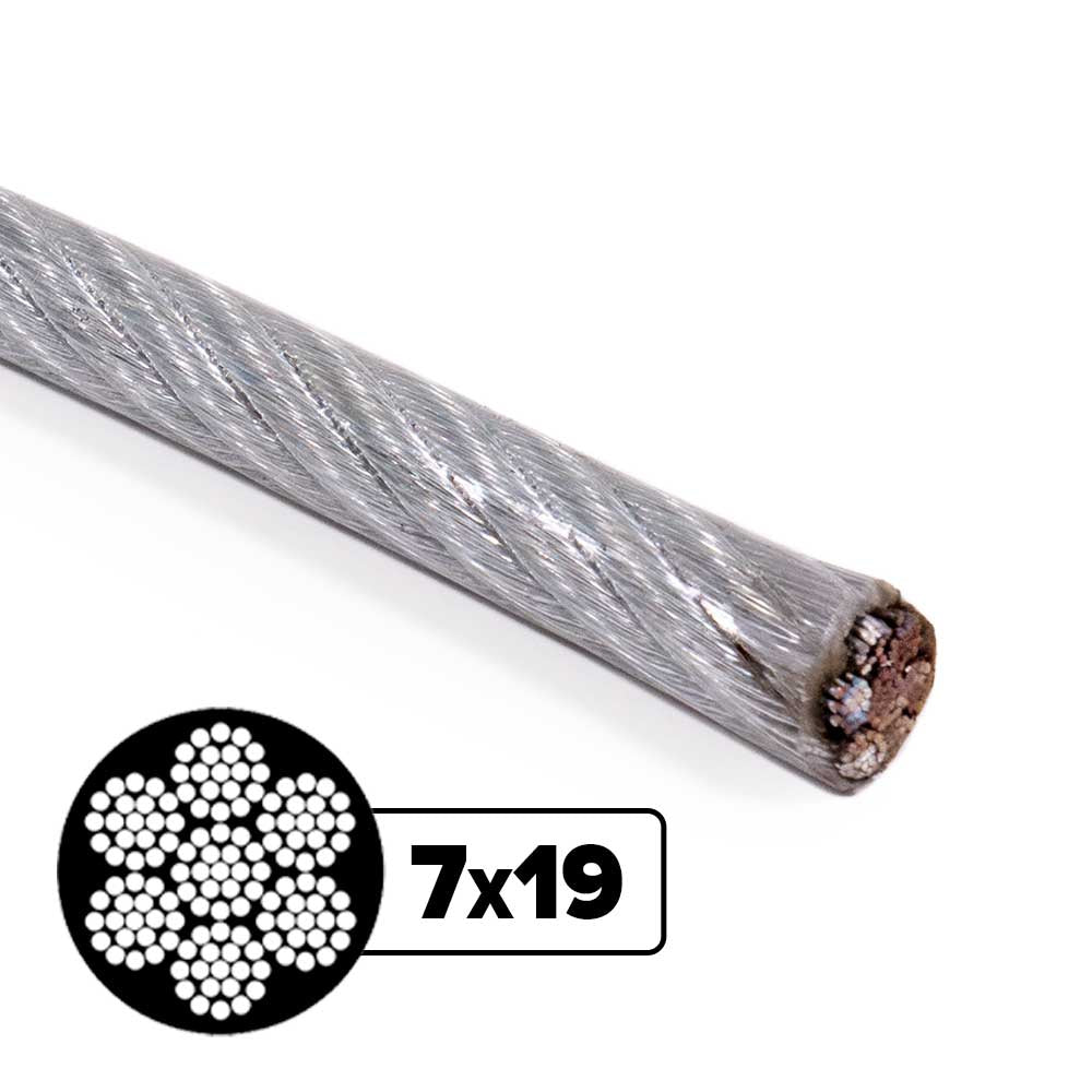 3/16" 7x19 Vinyl-Coated Aircraft Cable - Galvanized IPS | 1,000 ft.