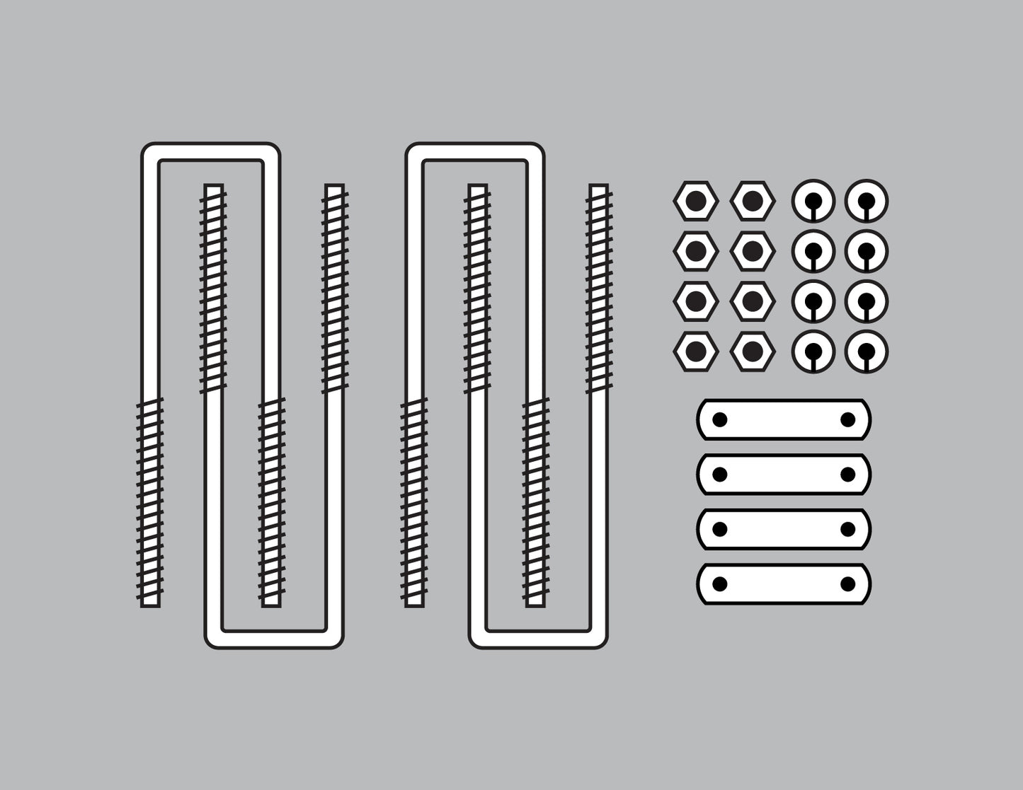 Sturdy-Lite U-Bolt Straight Frame Cab Rack Mounting Kit - 19" Bolts