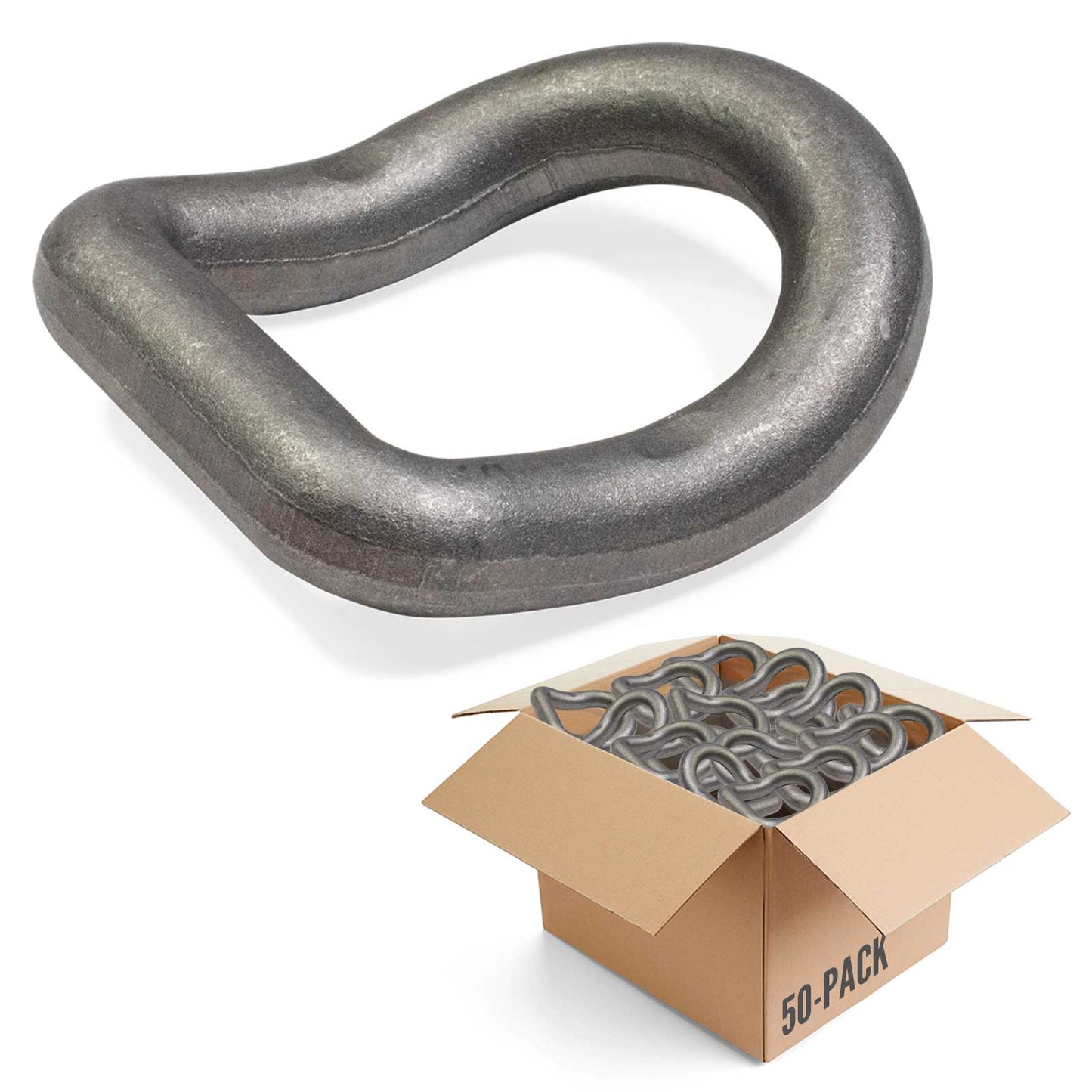 1" Bent Weldable D-Ring - 46,750 lbs. BS | 50-Pack