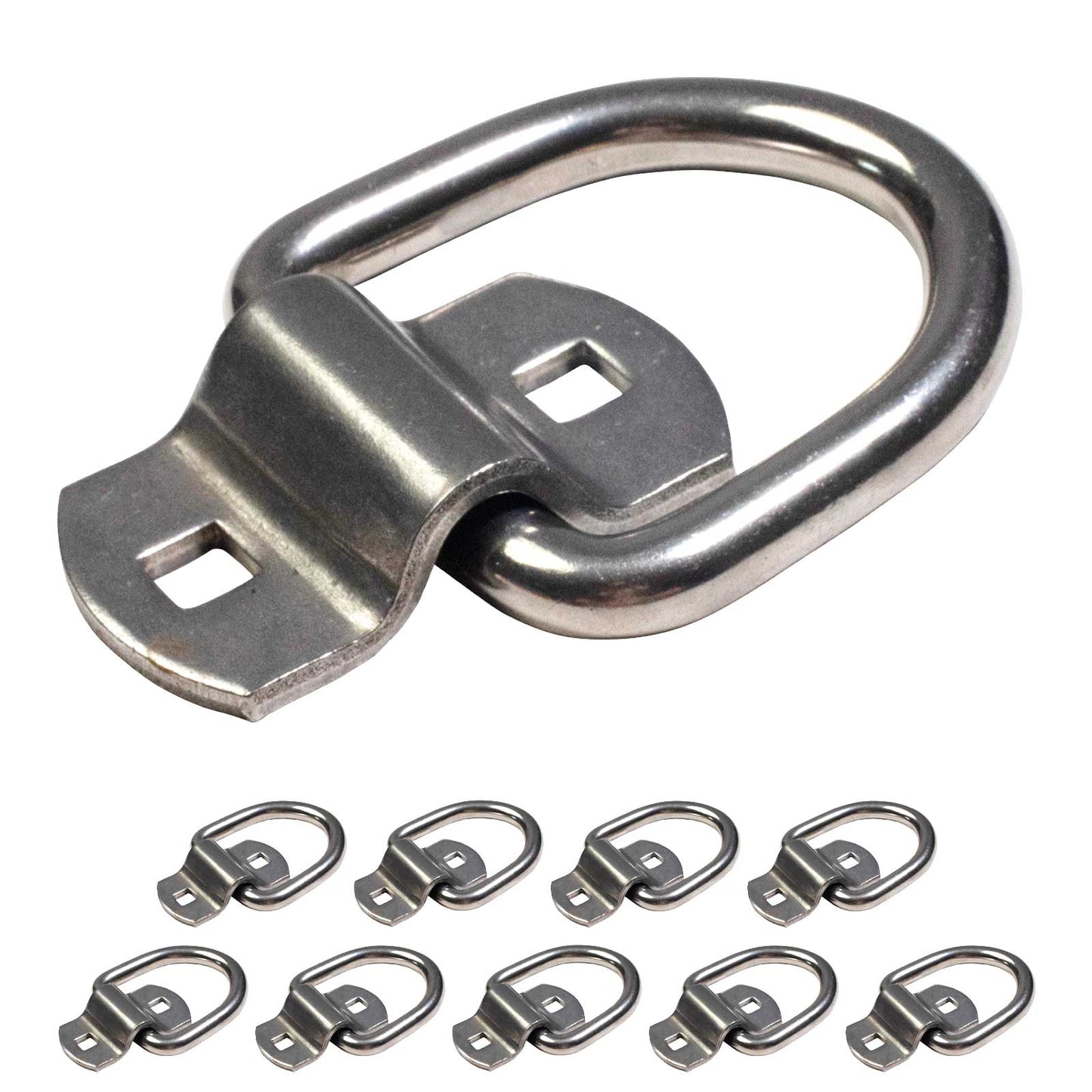 2-5/16" Bolt-On D-Ring with Mounting Bracket - 316 Stainless - 6,000 lbs. BS | 10-Pack