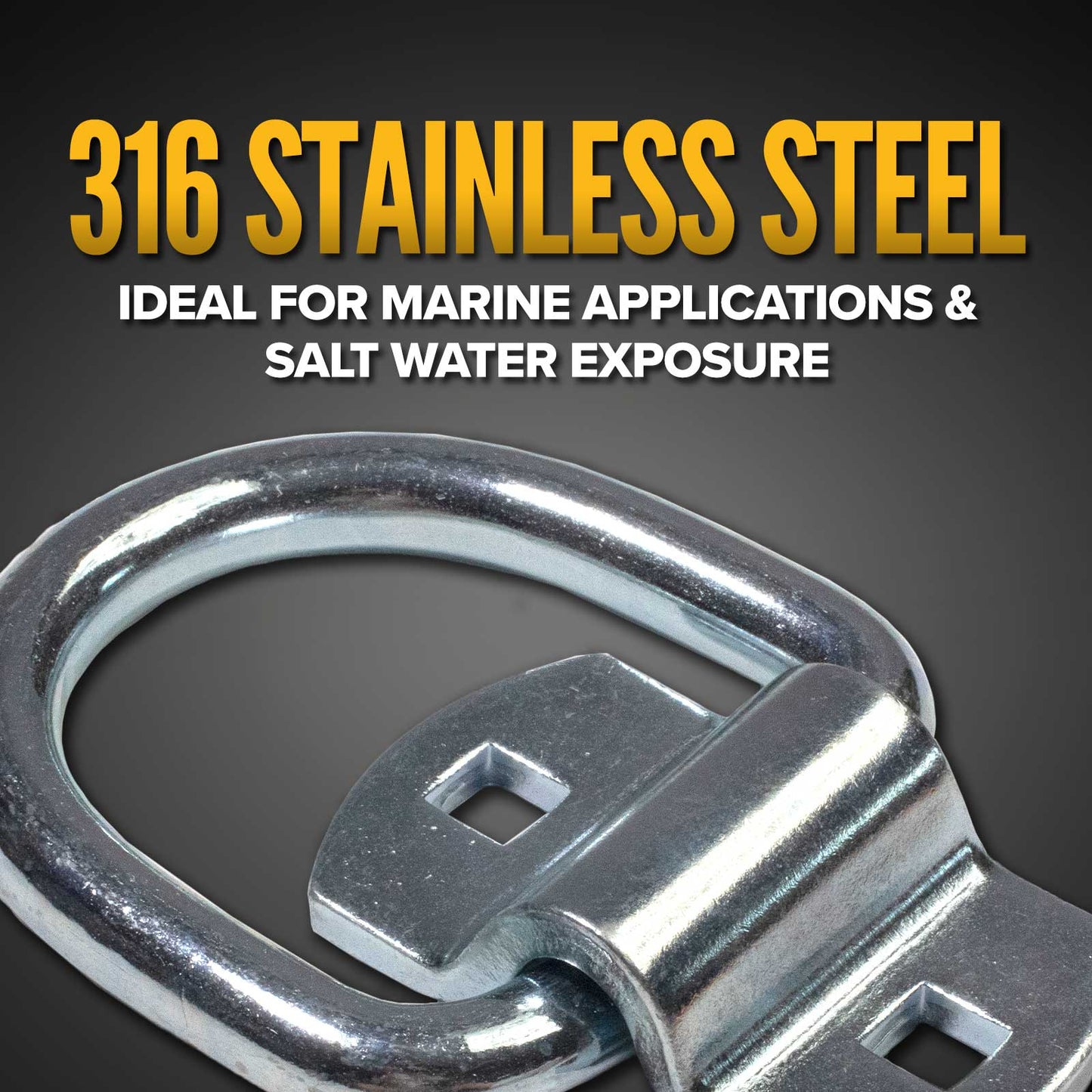 2-5/16" Bolt-On D-Ring with Mounting Bracket - 316 Stainless - 6,000 lbs. BS