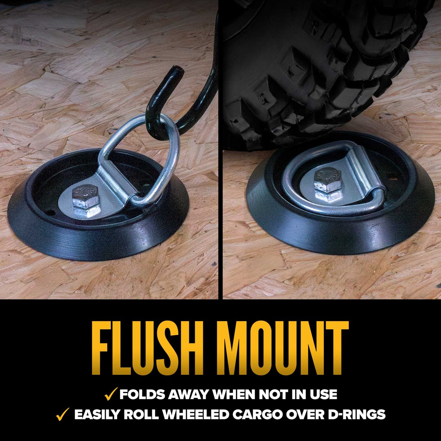 Bolt-On Flush-Mount D-Ring - 1,200 lbs. BS | 4-Pack