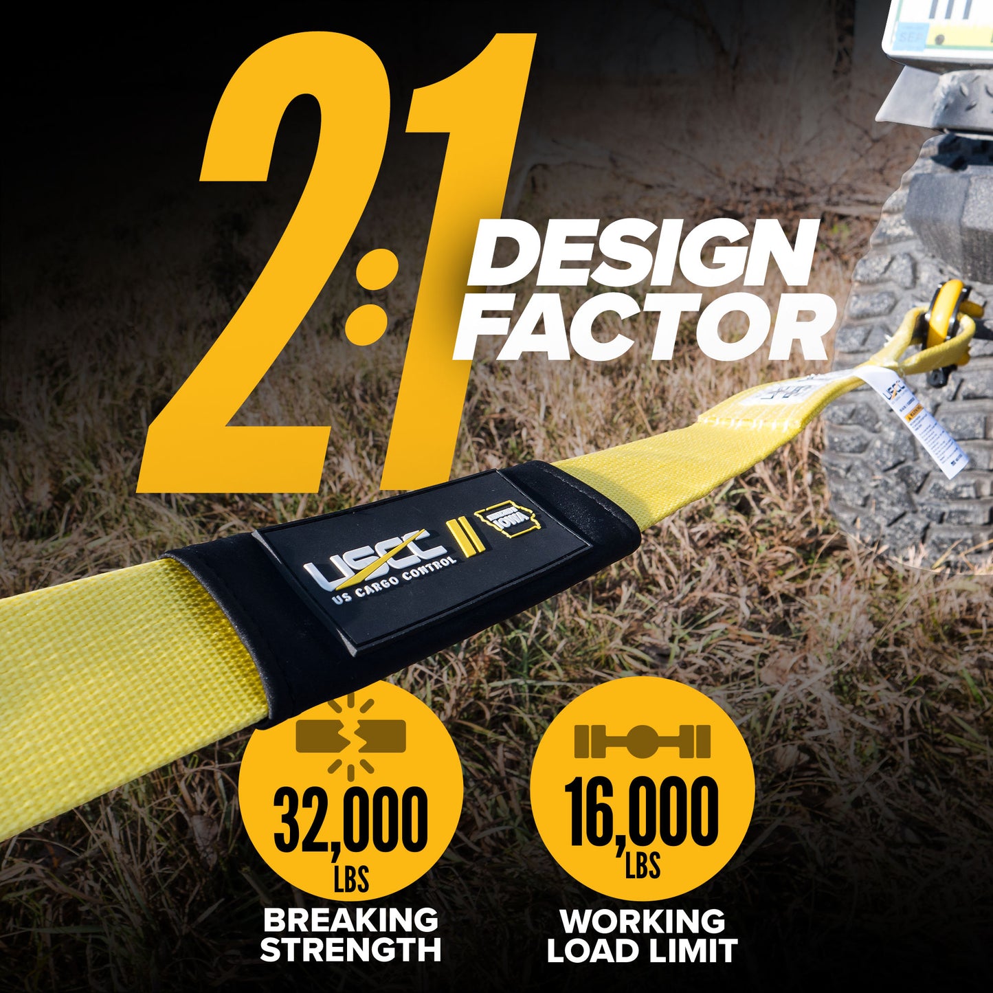 Heavy Duty Tow Strap Recovery Kit | 4" x 30'