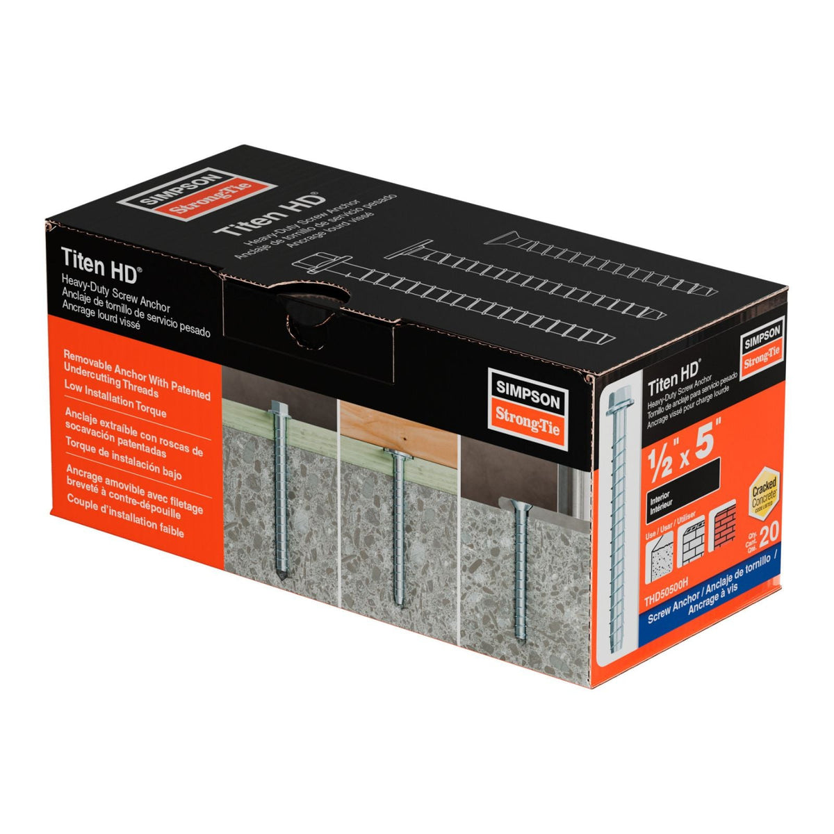 simpson strong-tie THD50500H titen hd concrete screw anchor packaging