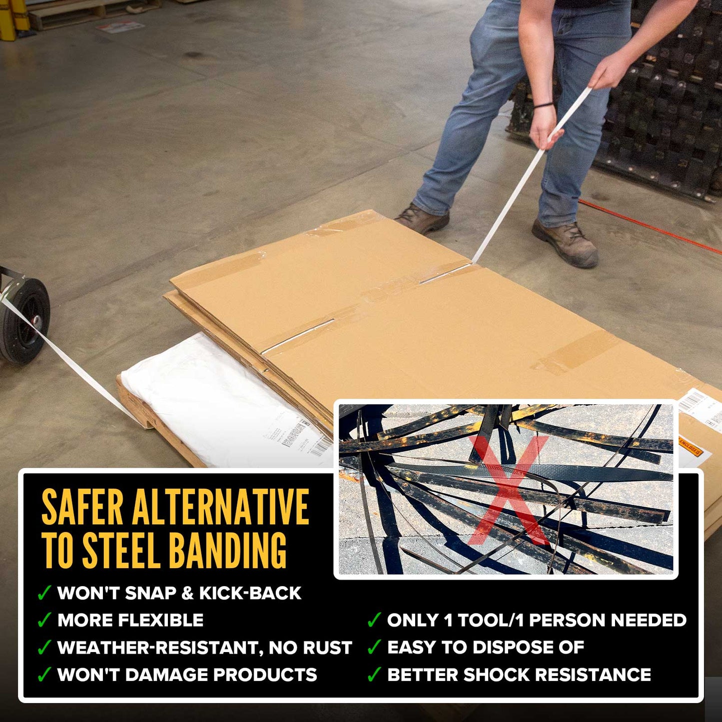 1" Composite Strapping Starter Kit - Forklift Dispenser