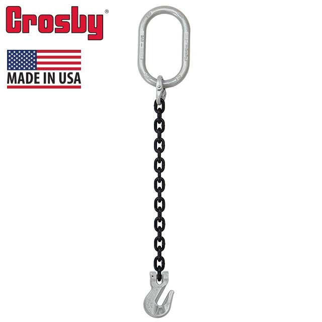 3/4" x 3' - Domestic Single Leg Chain Sling with Crosby Grab Hook - Grade 100