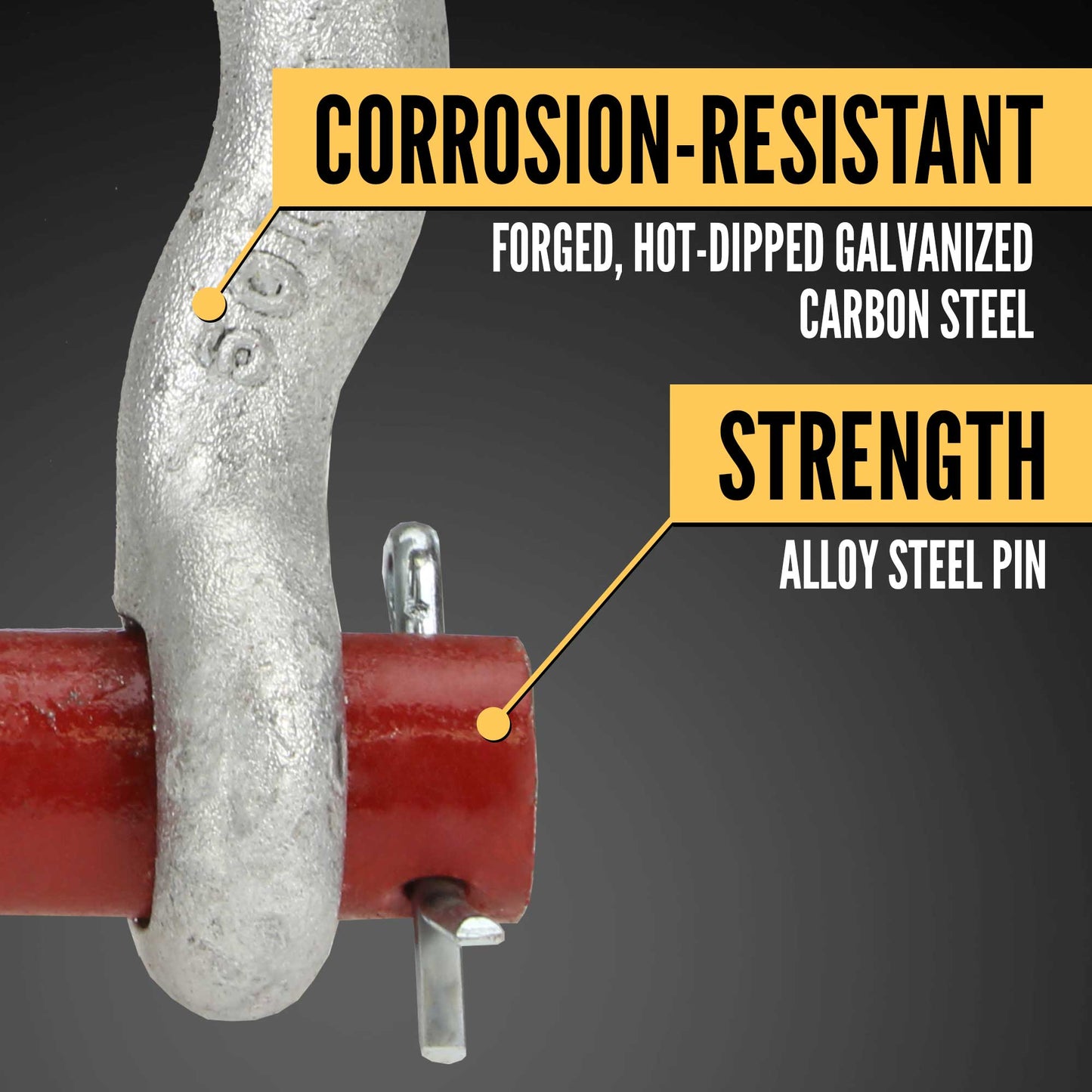 1/2" Crosby® Round Pin Anchor Shackle | G-213 - 2 Ton shackle construction