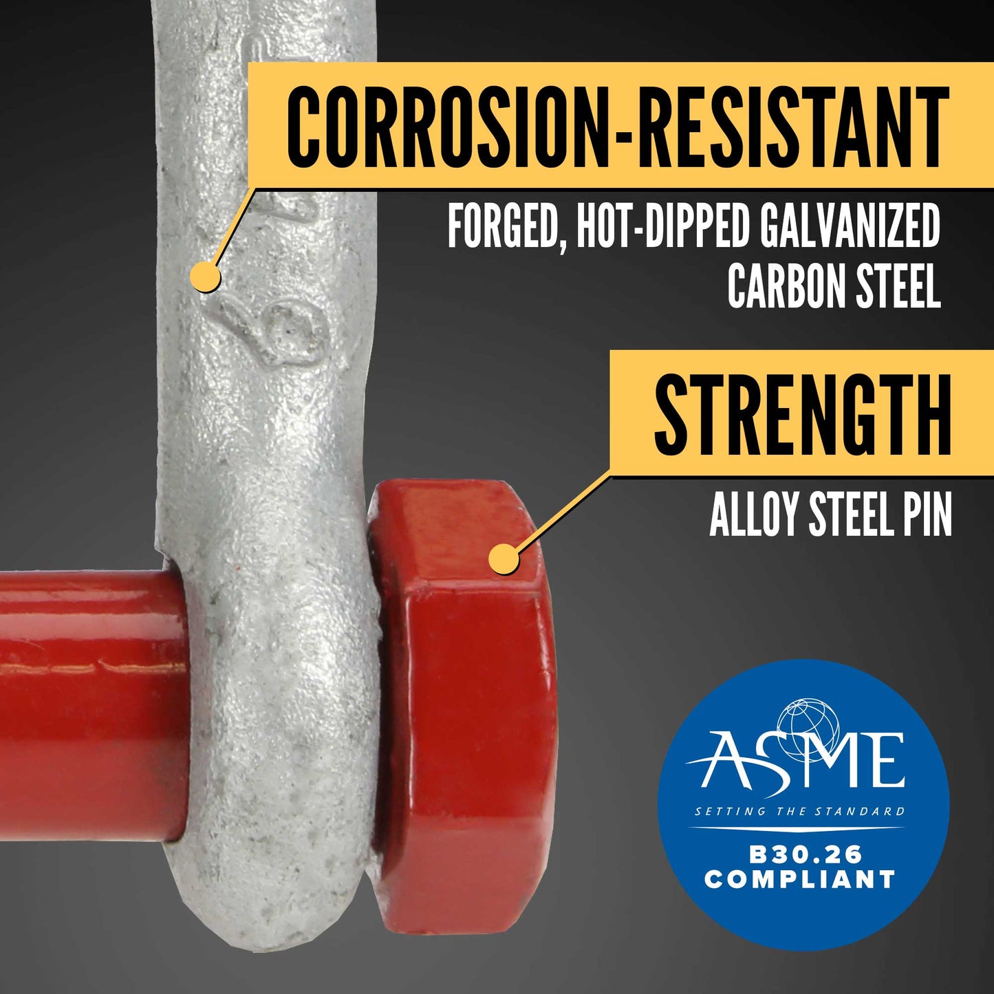 3" Crosby® Bolt Type Chain Shackle | G-2161 - 85 Ton shackle construction