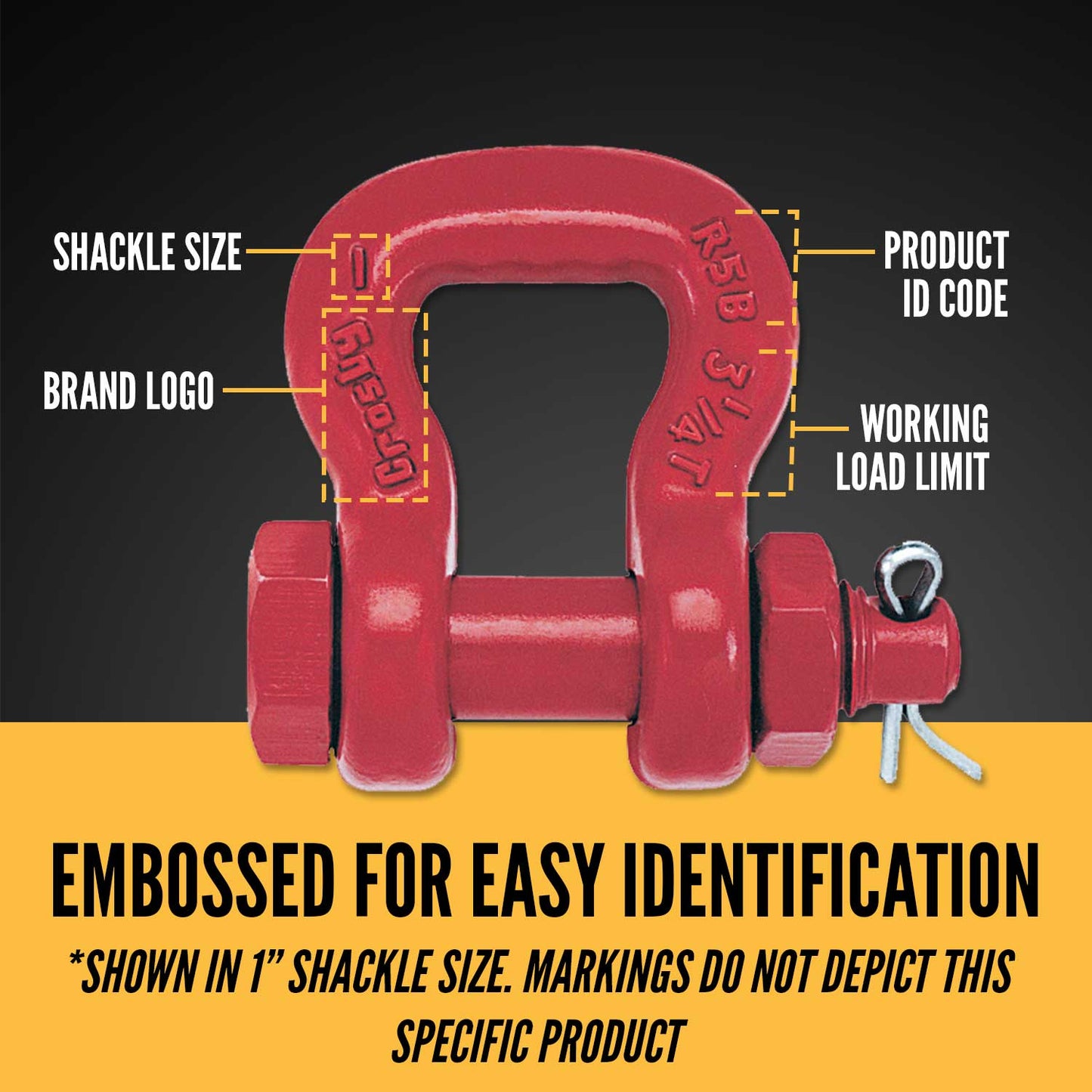 Crosby® Bolt Type Sling Saver Shackle | S-252 - 3"- 12.5 Ton embossed for easy identification