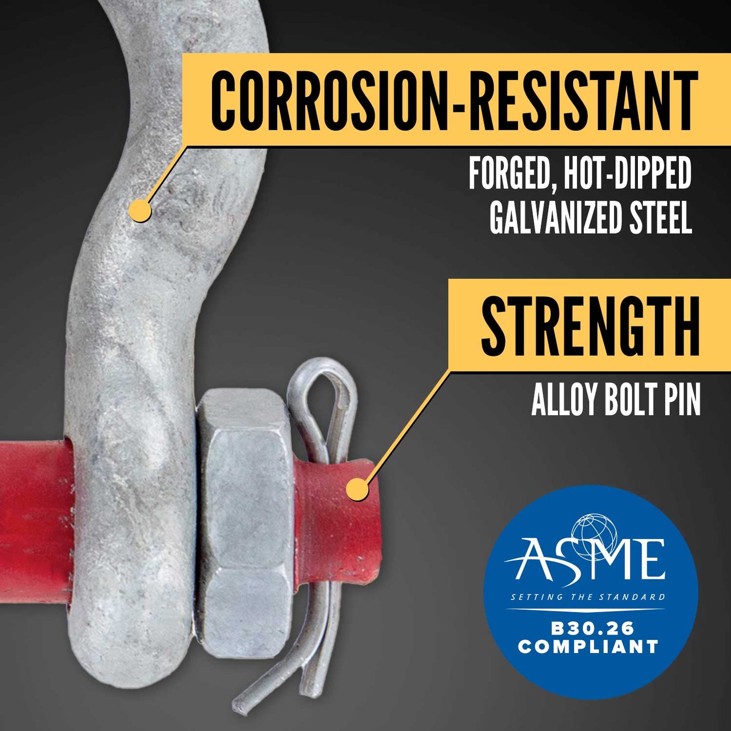 3" Crosby® Bolt Type Anchor Shackle | G-2130 - 85 Ton shackle construction