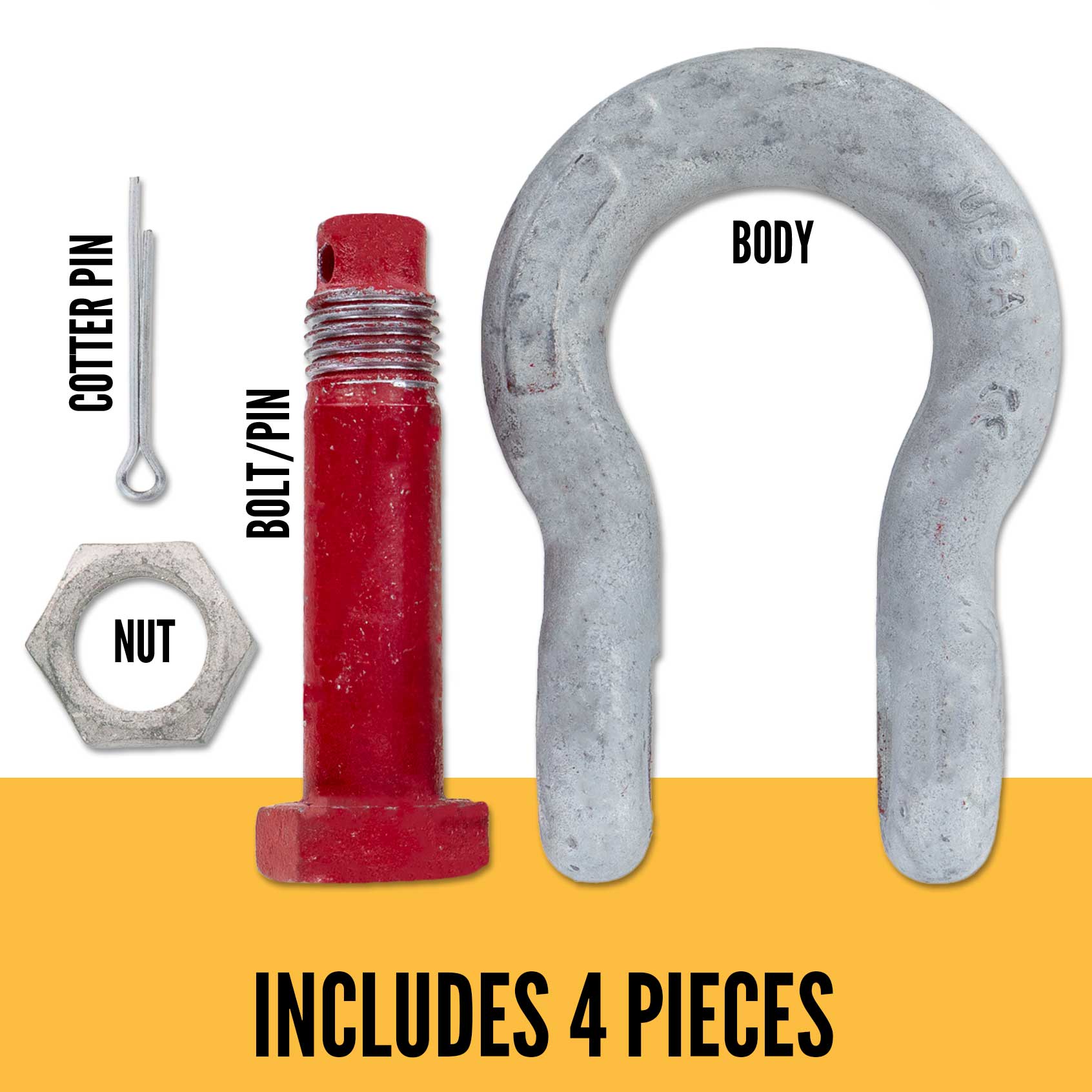6" Crosby® Alloy Bolt Type Anchor Shackle | G-2140 - 300 Ton parts of a shackle