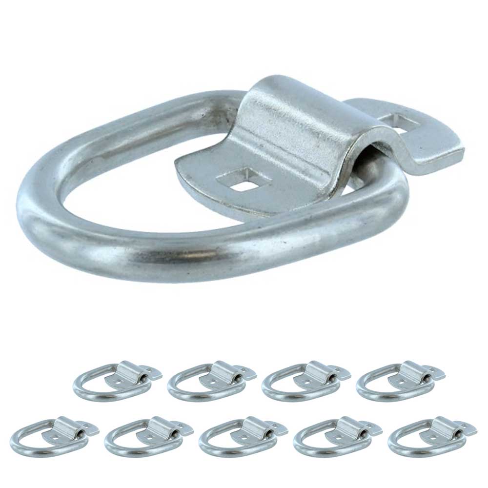 2-5/16" Bolt-On D-Ring with Mounting Bracket - Galvanized - 12,000 lbs. BS | 10-Pack