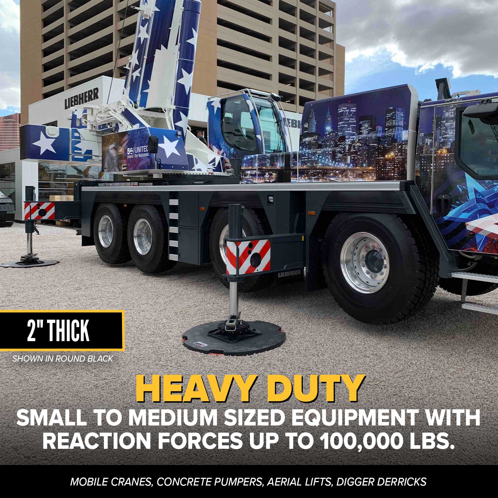 heavy duty outrigger pads in use