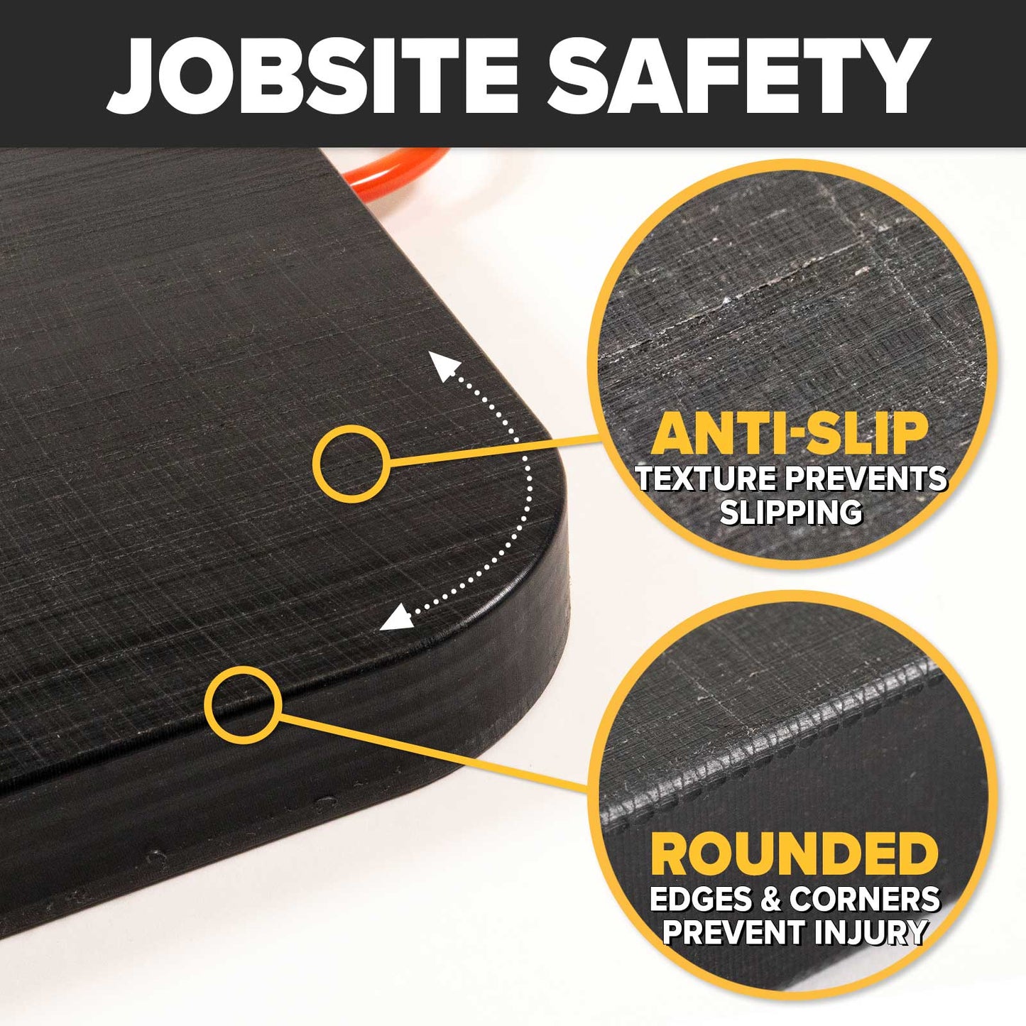 jobsite safe - rounded edges and non-slip texture