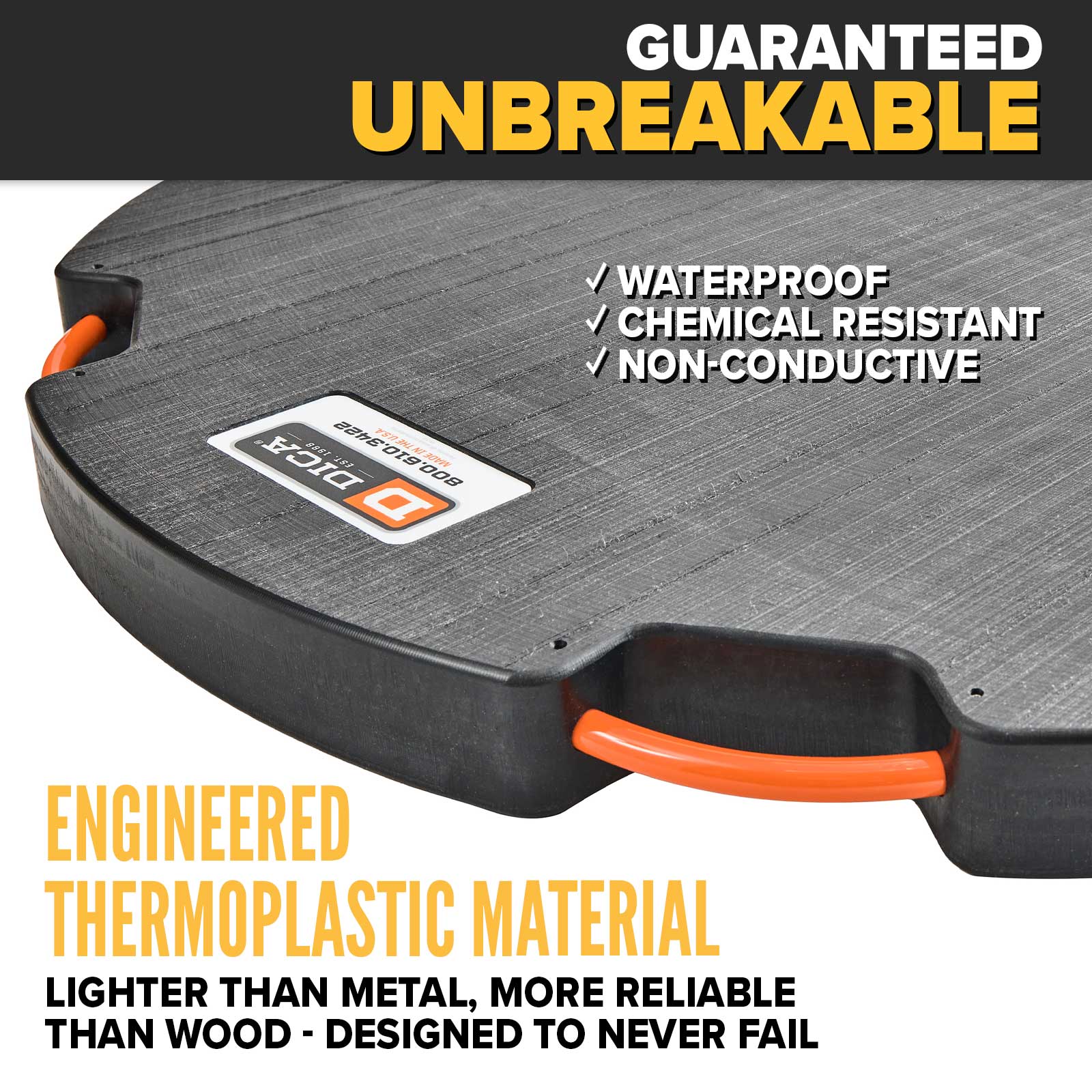 guaranteed unbreakable outrigger pads, 3"