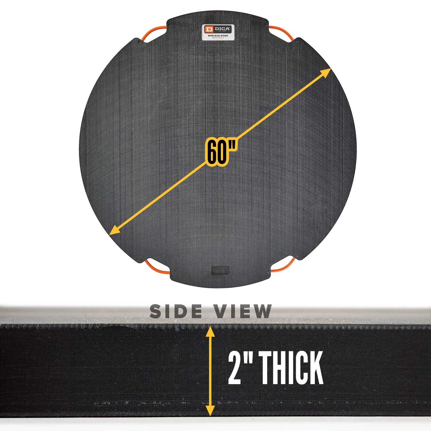 60" round 2" outrigger pad specs