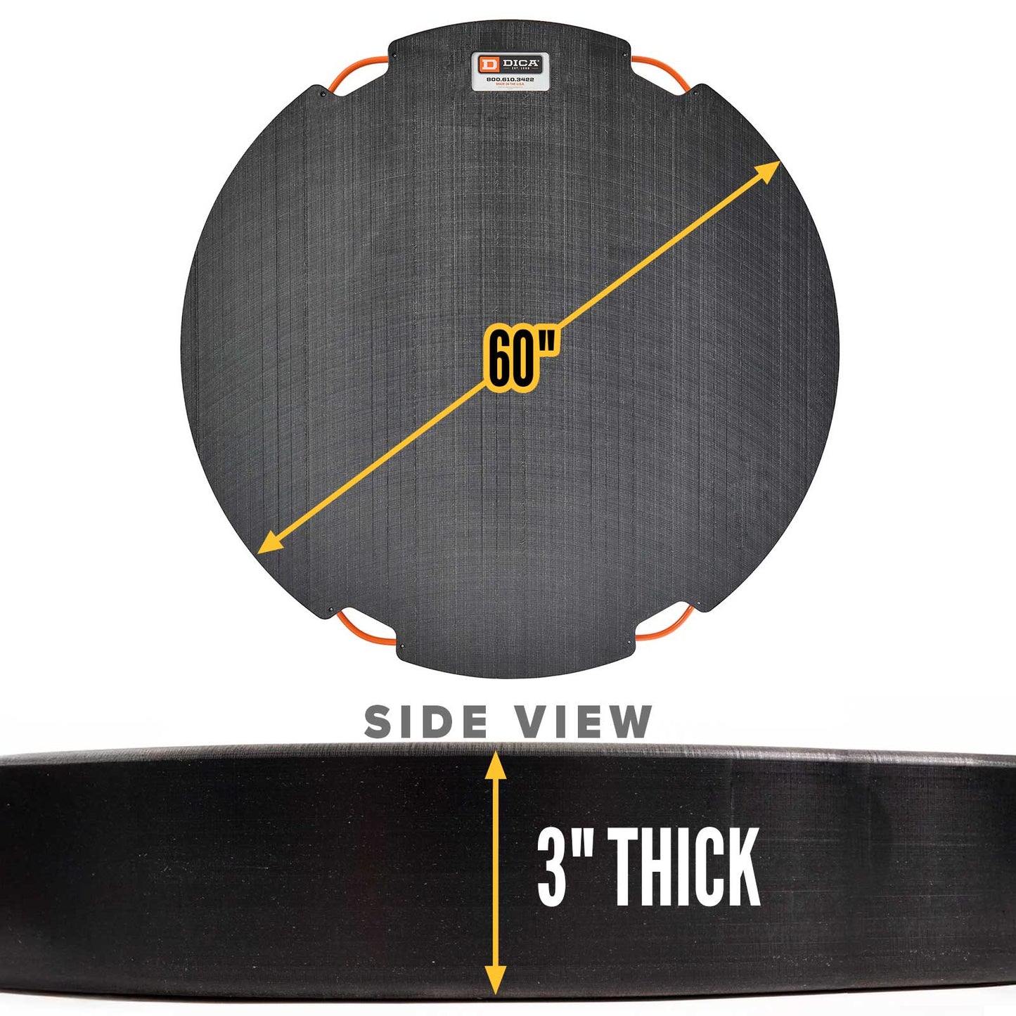 60" round 3" outrigger pad specs