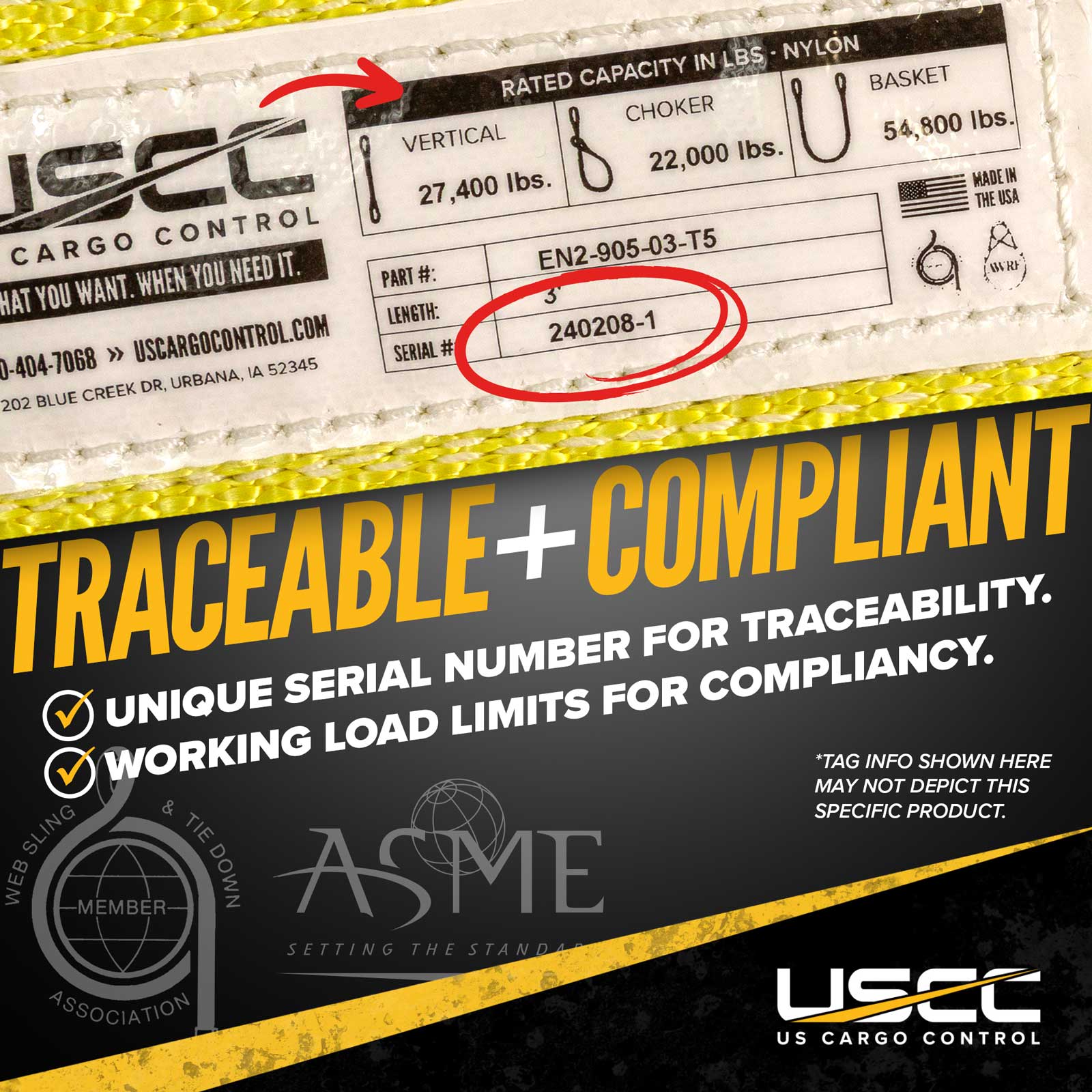 nylon lifting slings are tagged to meet ASME standards
