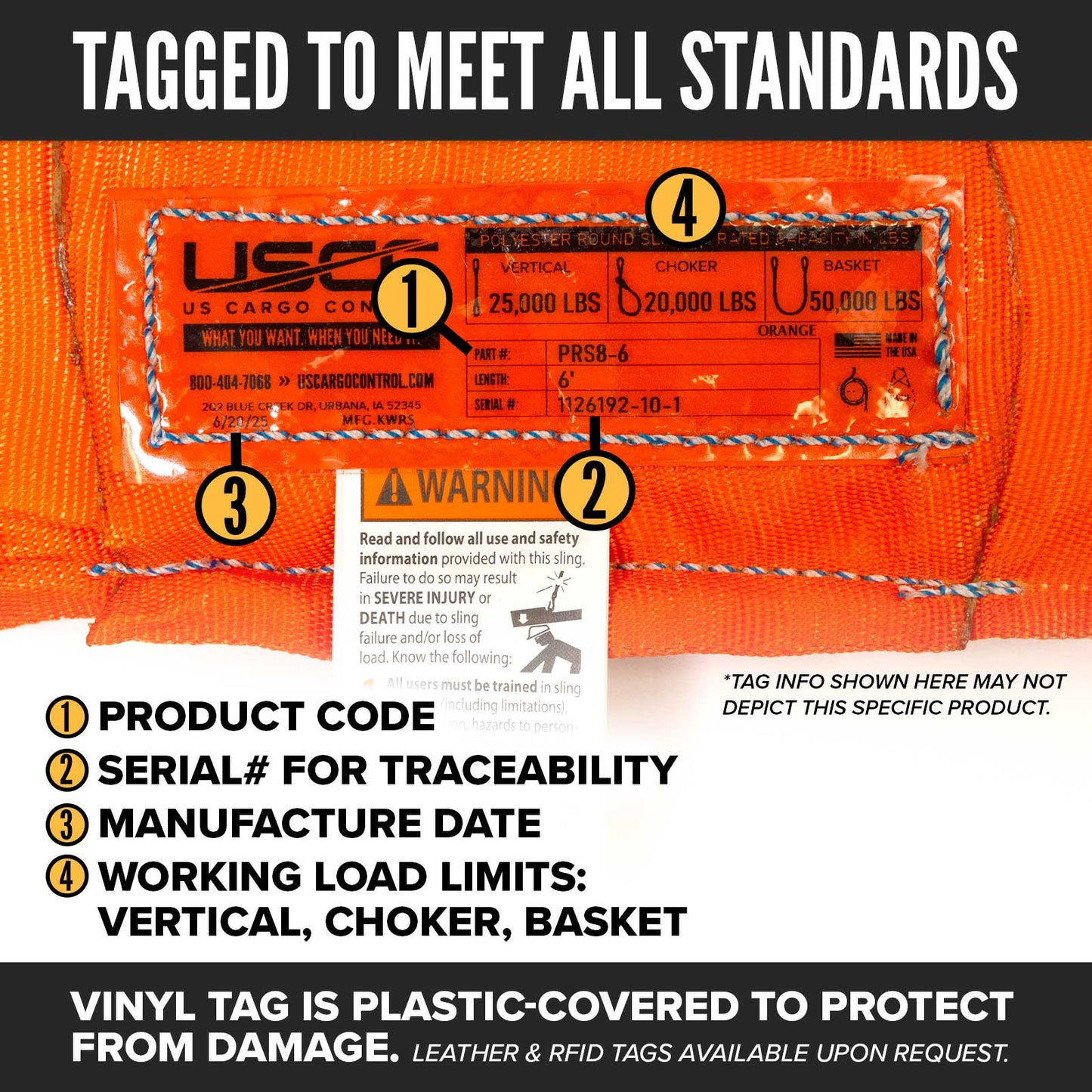 polyester roundsling tag