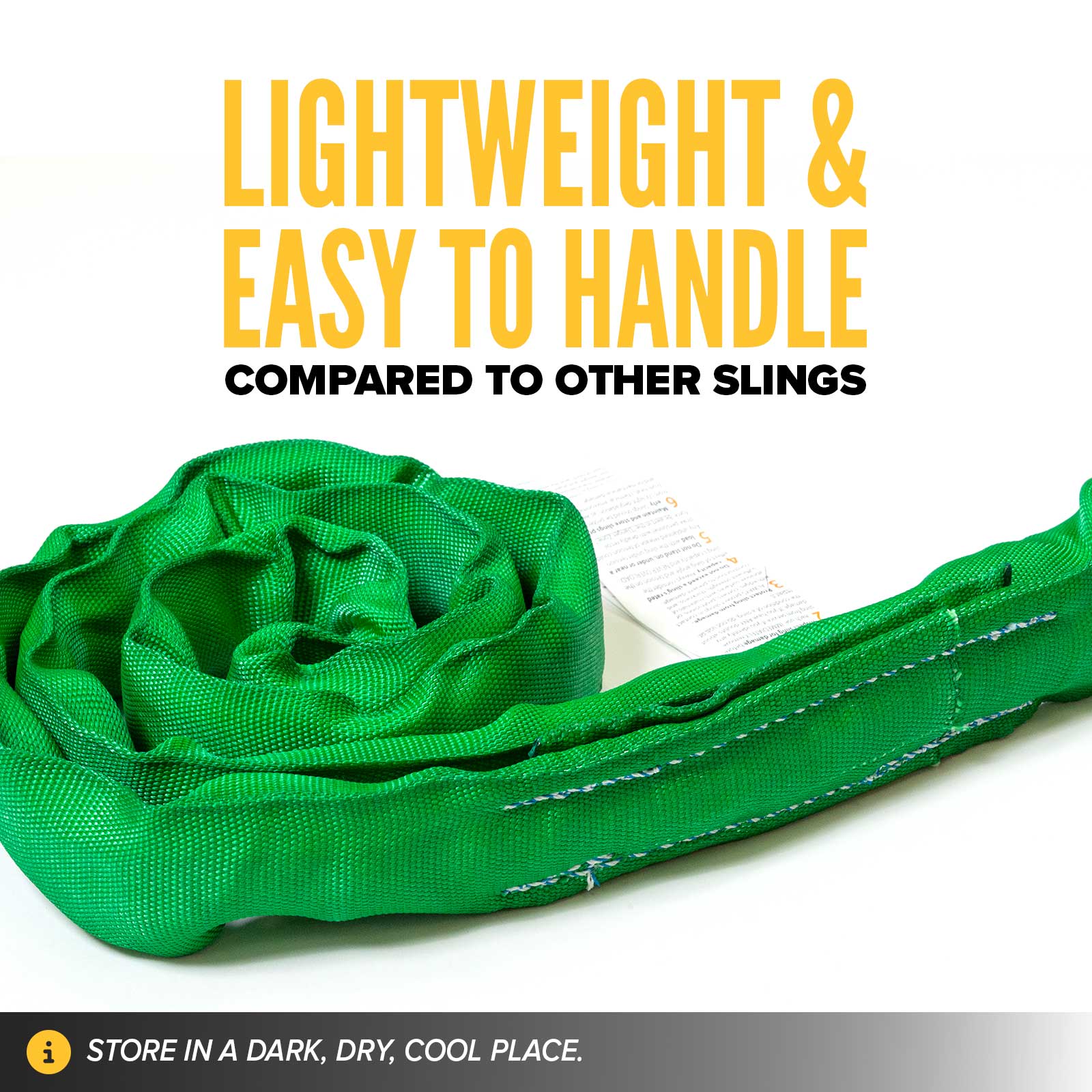 poly roundslings are lightweight & easy to handle compared to other slings