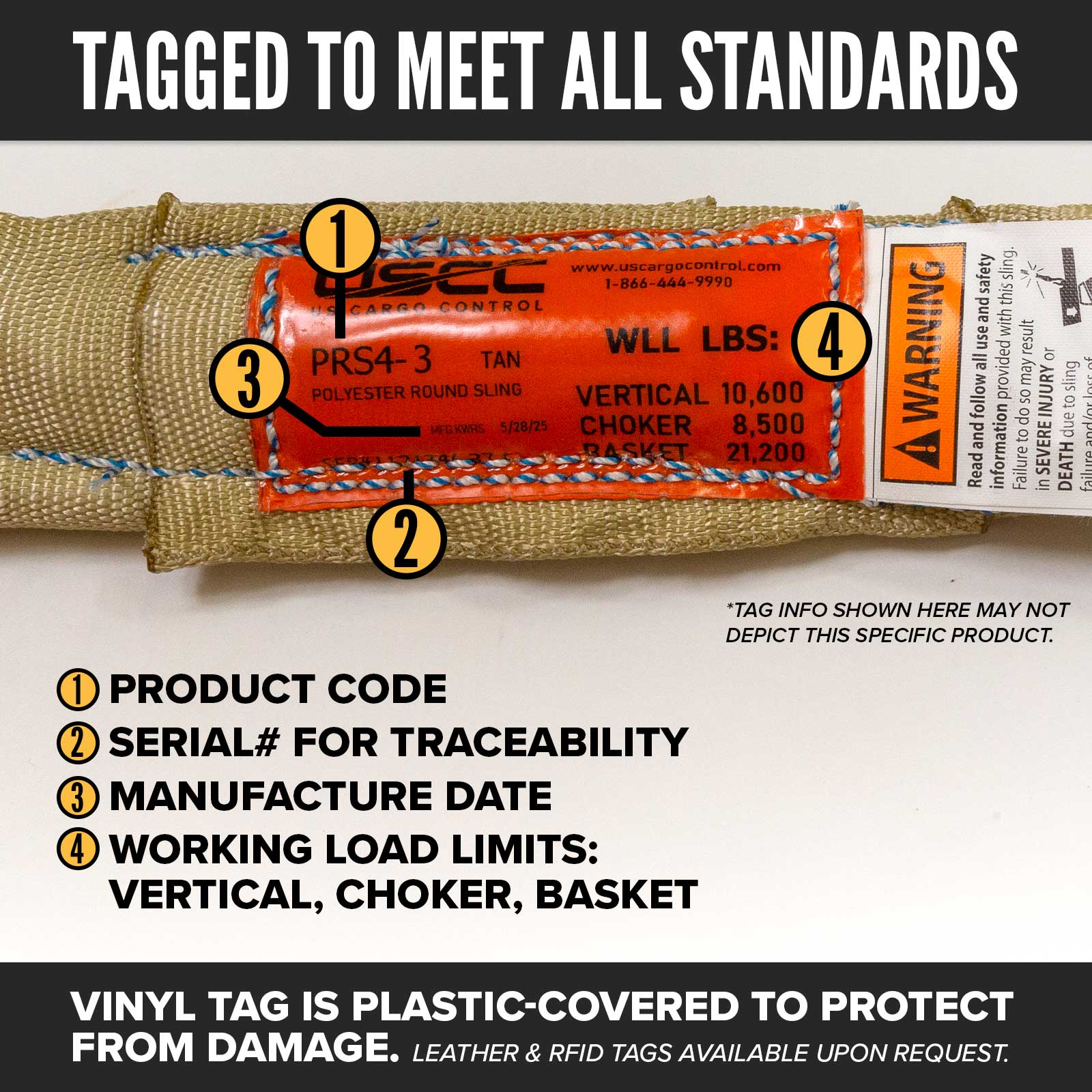 polyester roundsling tag