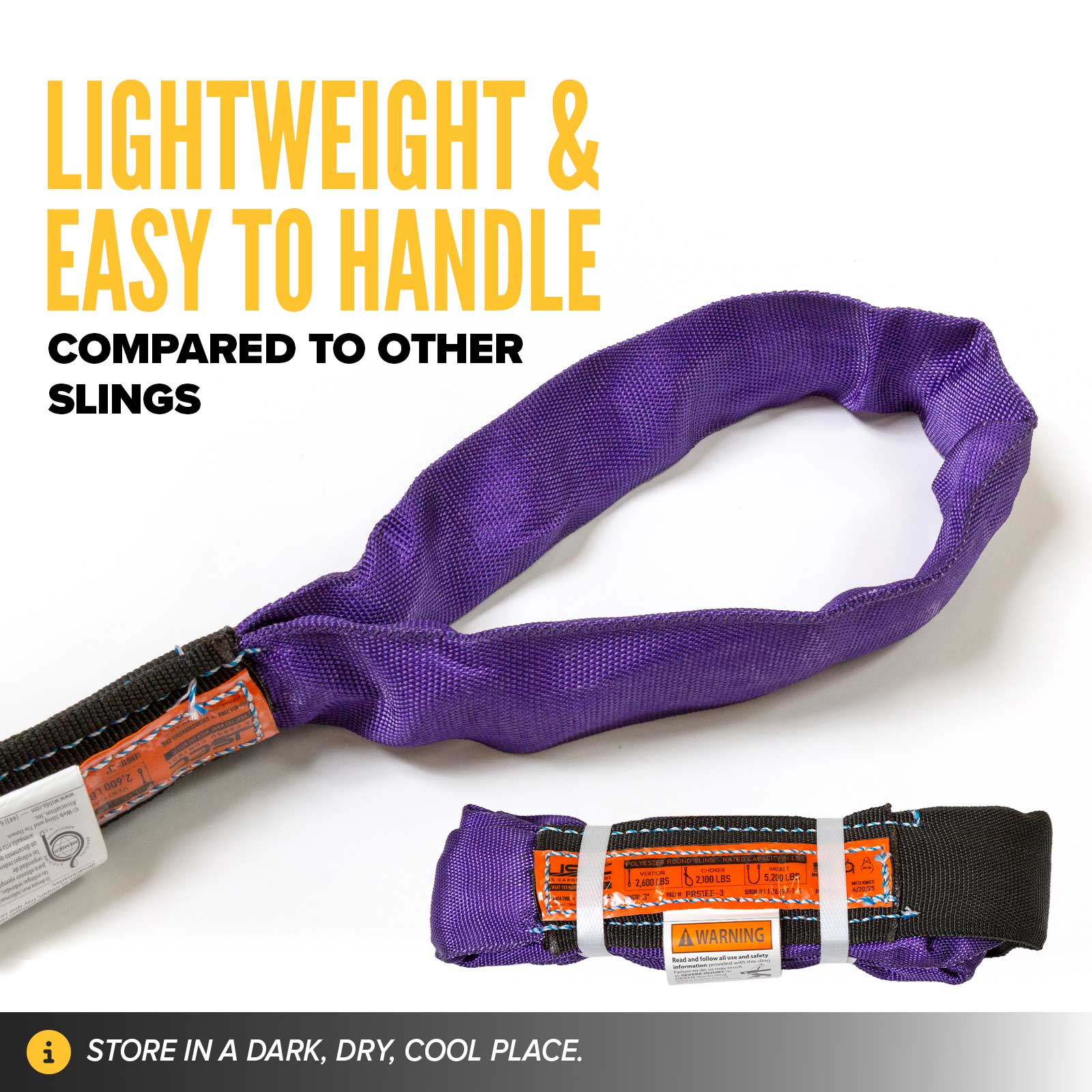 poly roundslings are lightweight & easy to handle compared to other slings