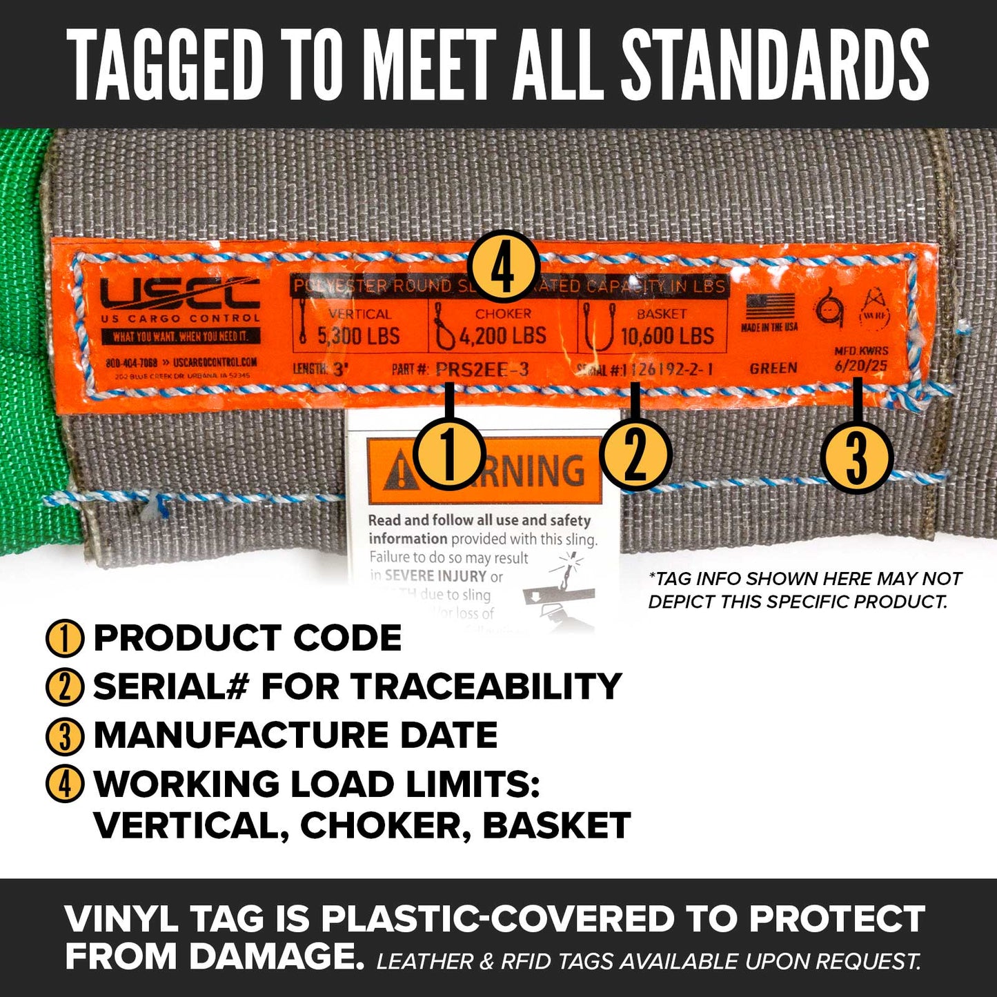 polyester roundsling tag