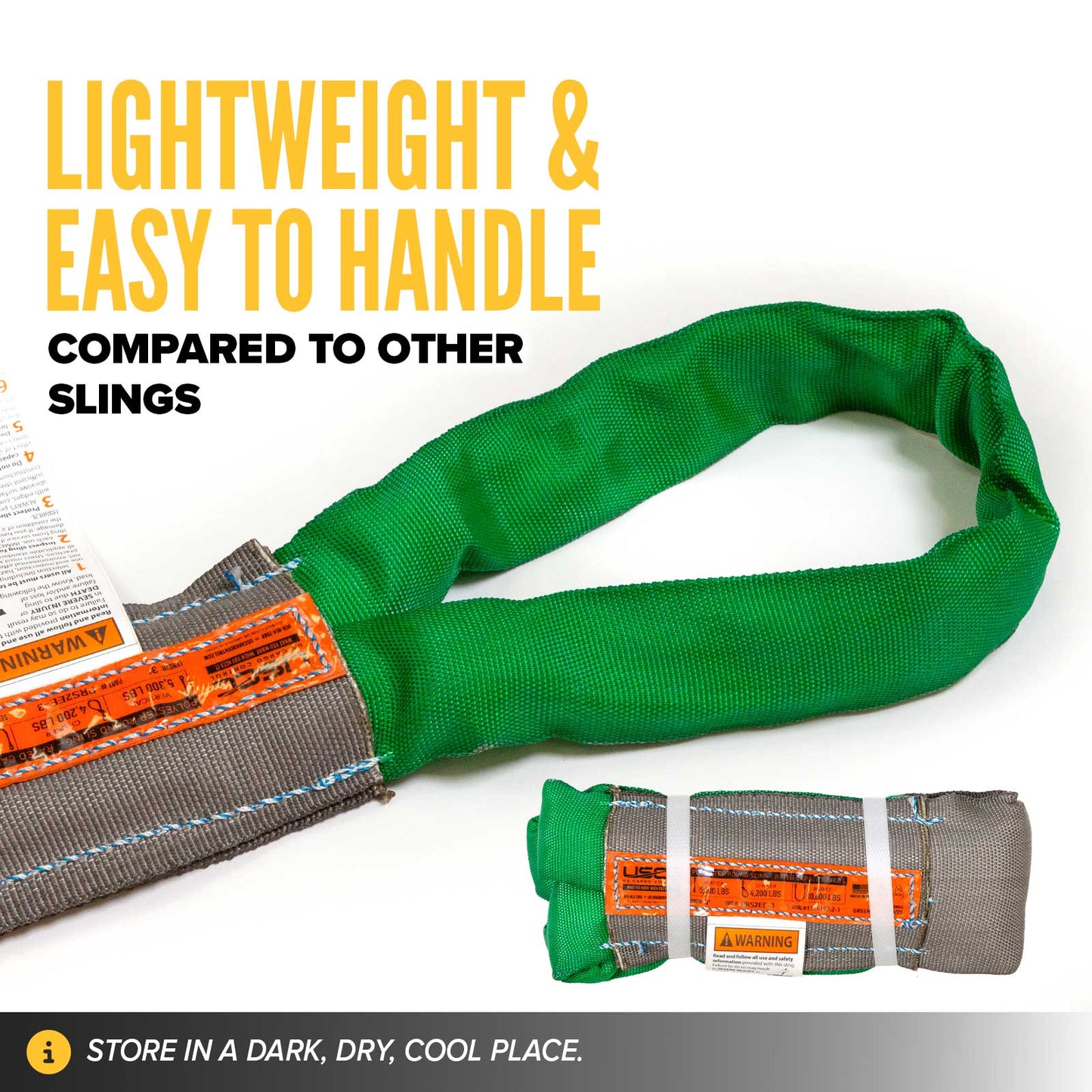 poly roundslings are lightweight & easy to handle compared to other slings